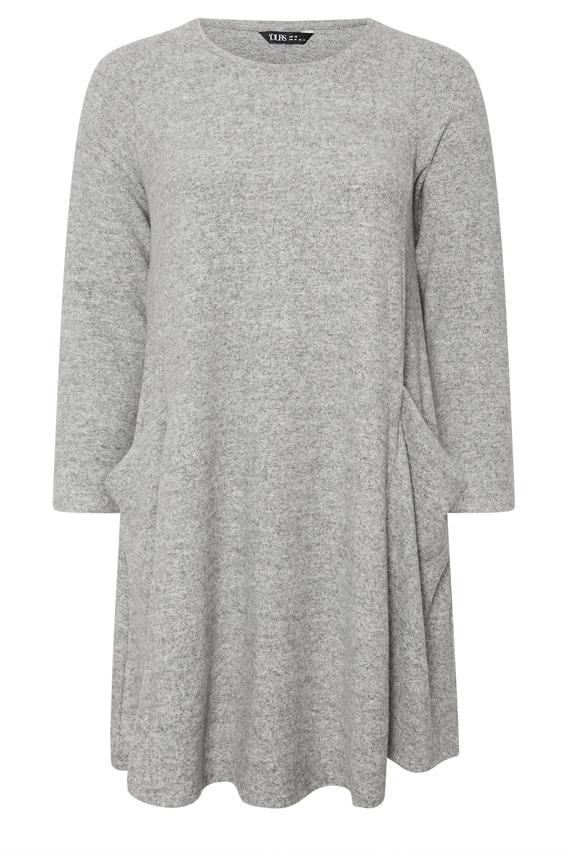 YOURS Plus Size Light Grey Soft Touch Pocket Swing Dress | Yours Clothing 5