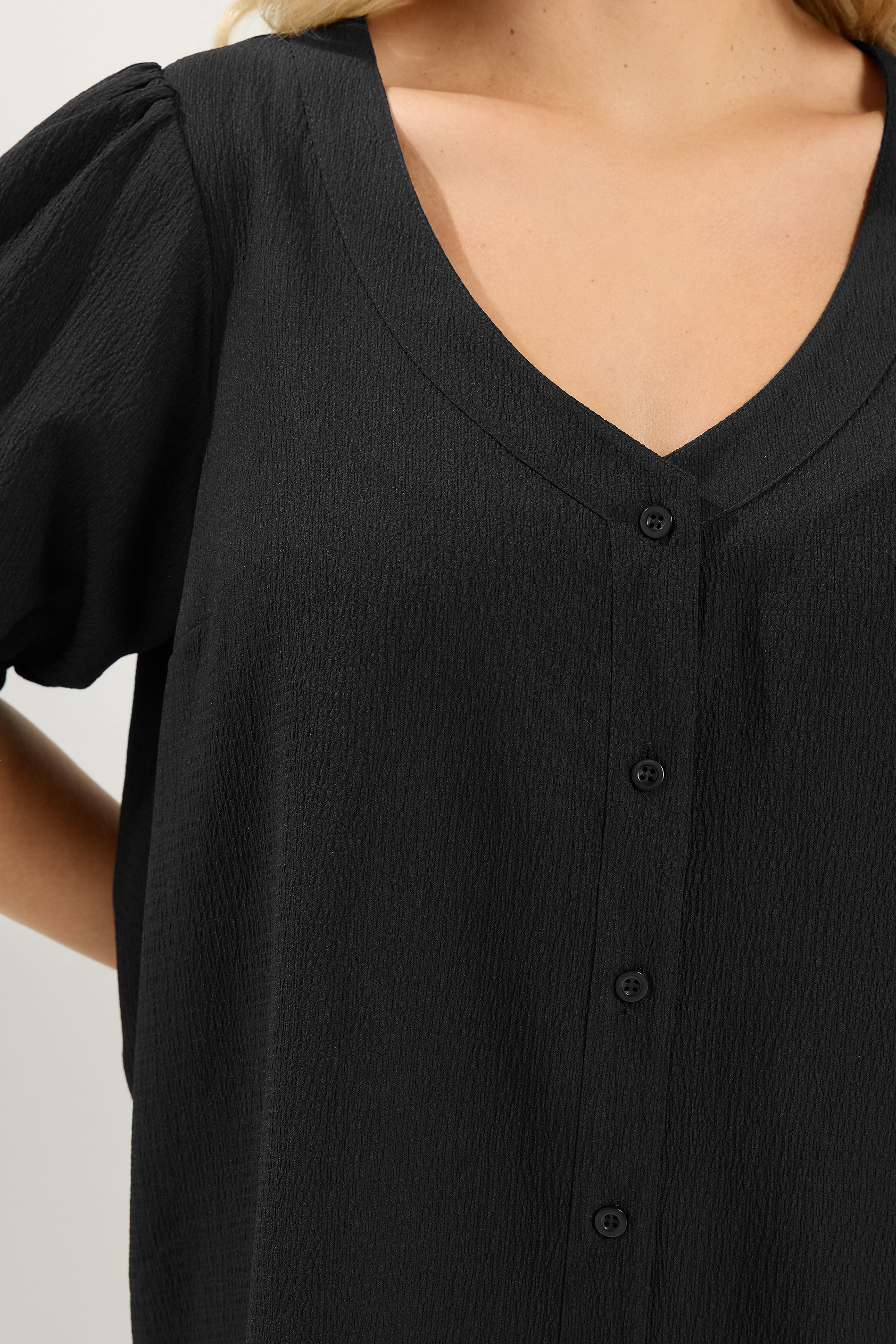 YOURS Plus Size Black Textured Blouse | Yours Clothing 4