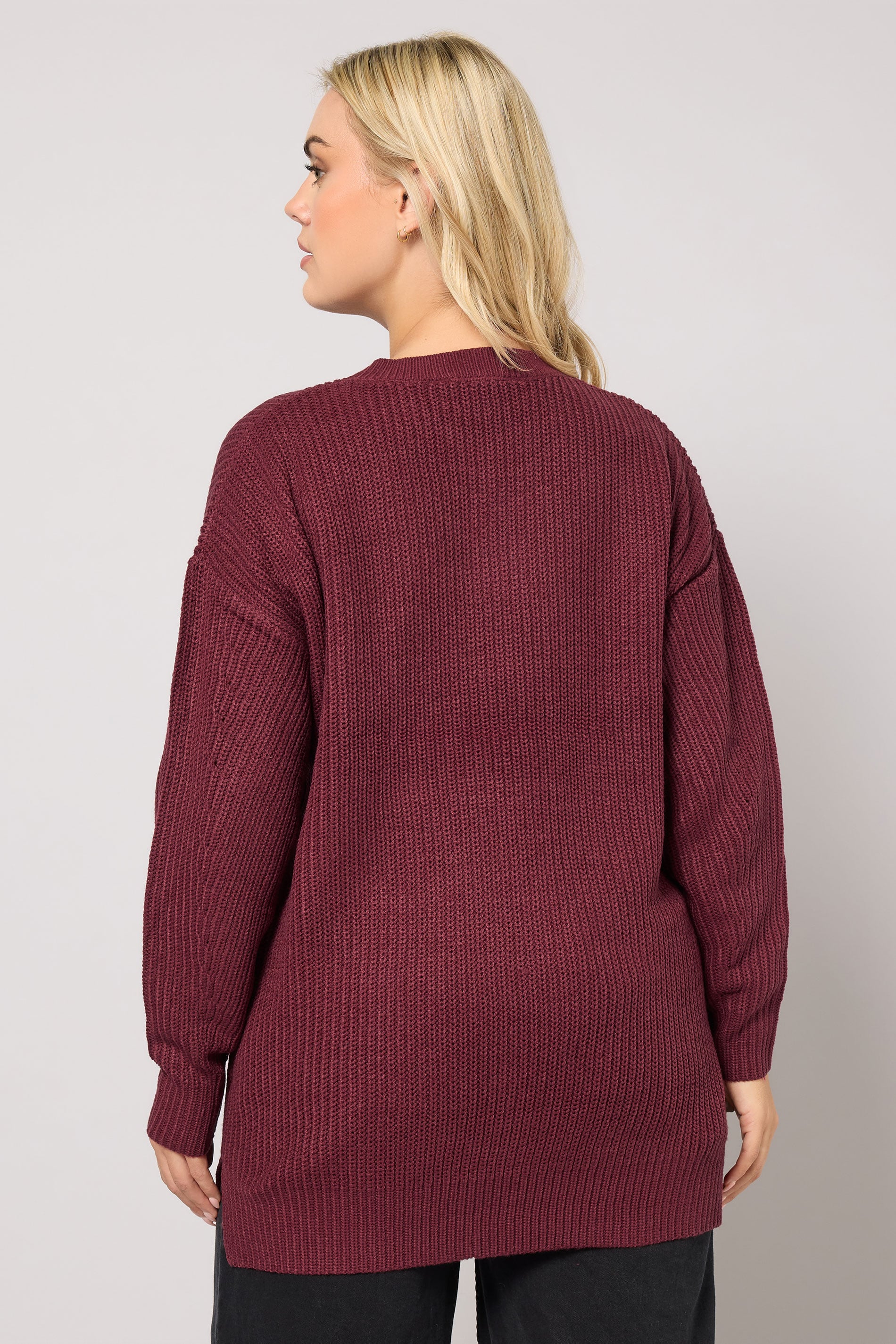 YOURS Plus Size Berry Red Drop Shoulder Jumper | Yours Clothing 2