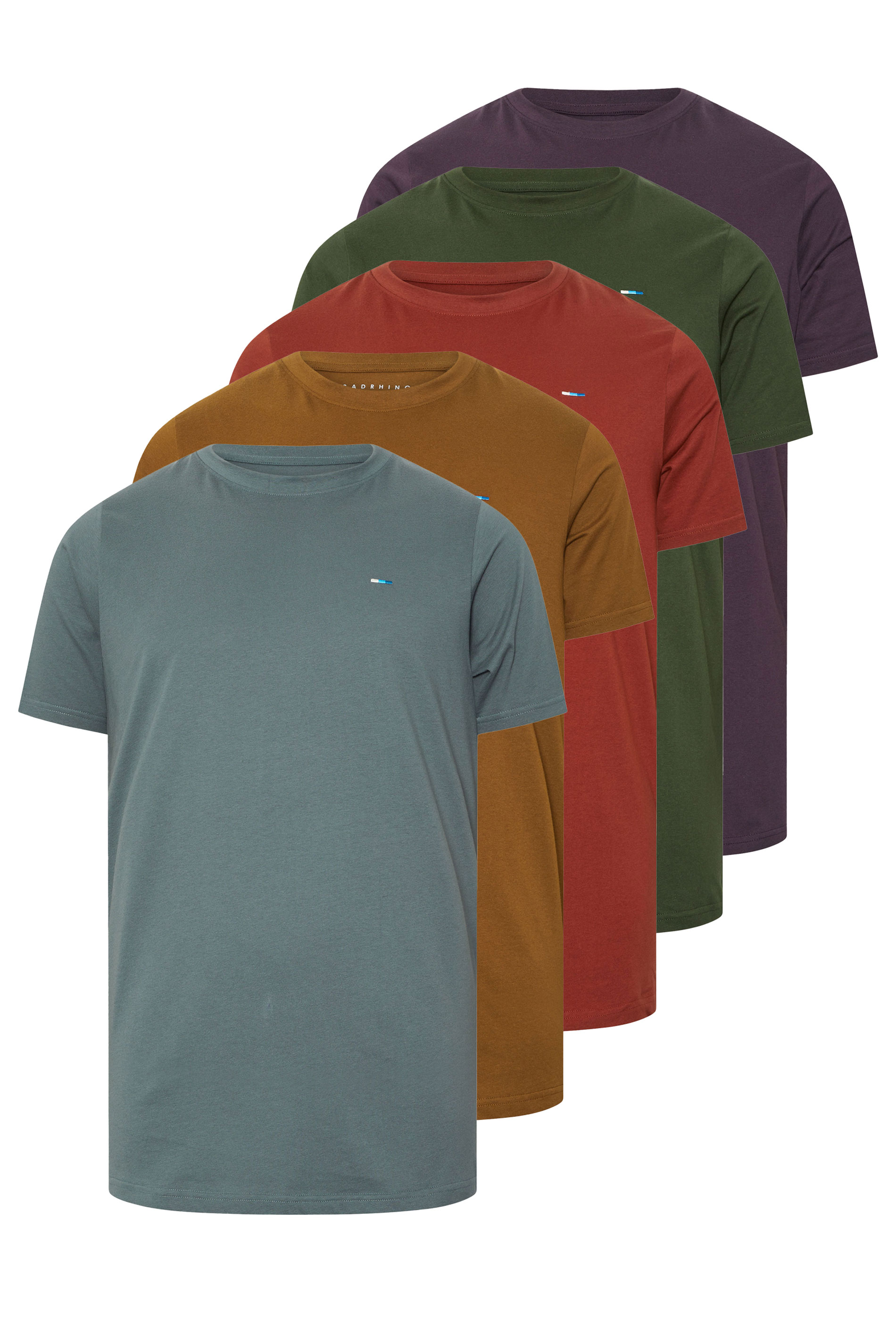 BadRhino Big & Tall Brown/Blue/Red/Green/Purple 5 Pack Core T-Shirts | BadRhino 1