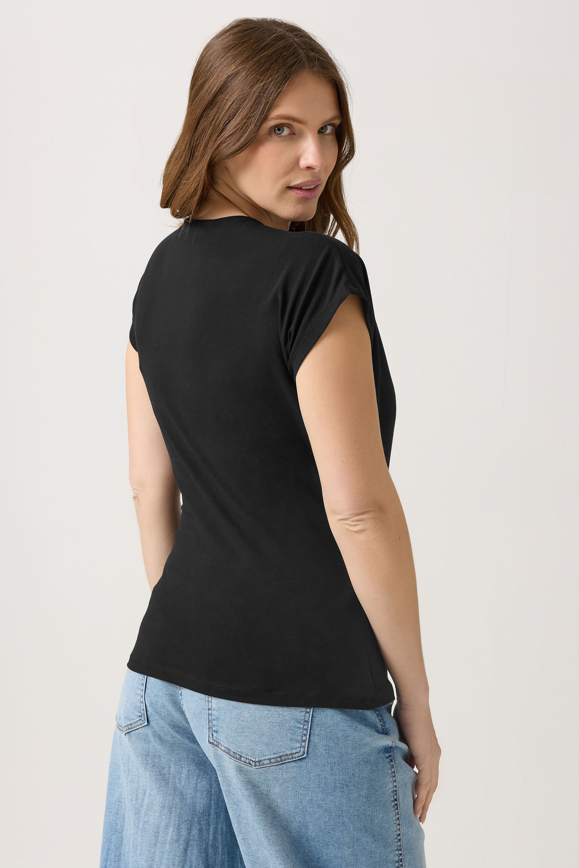 M&Co Black Short Sleeve Wrap Top | M&Co 2