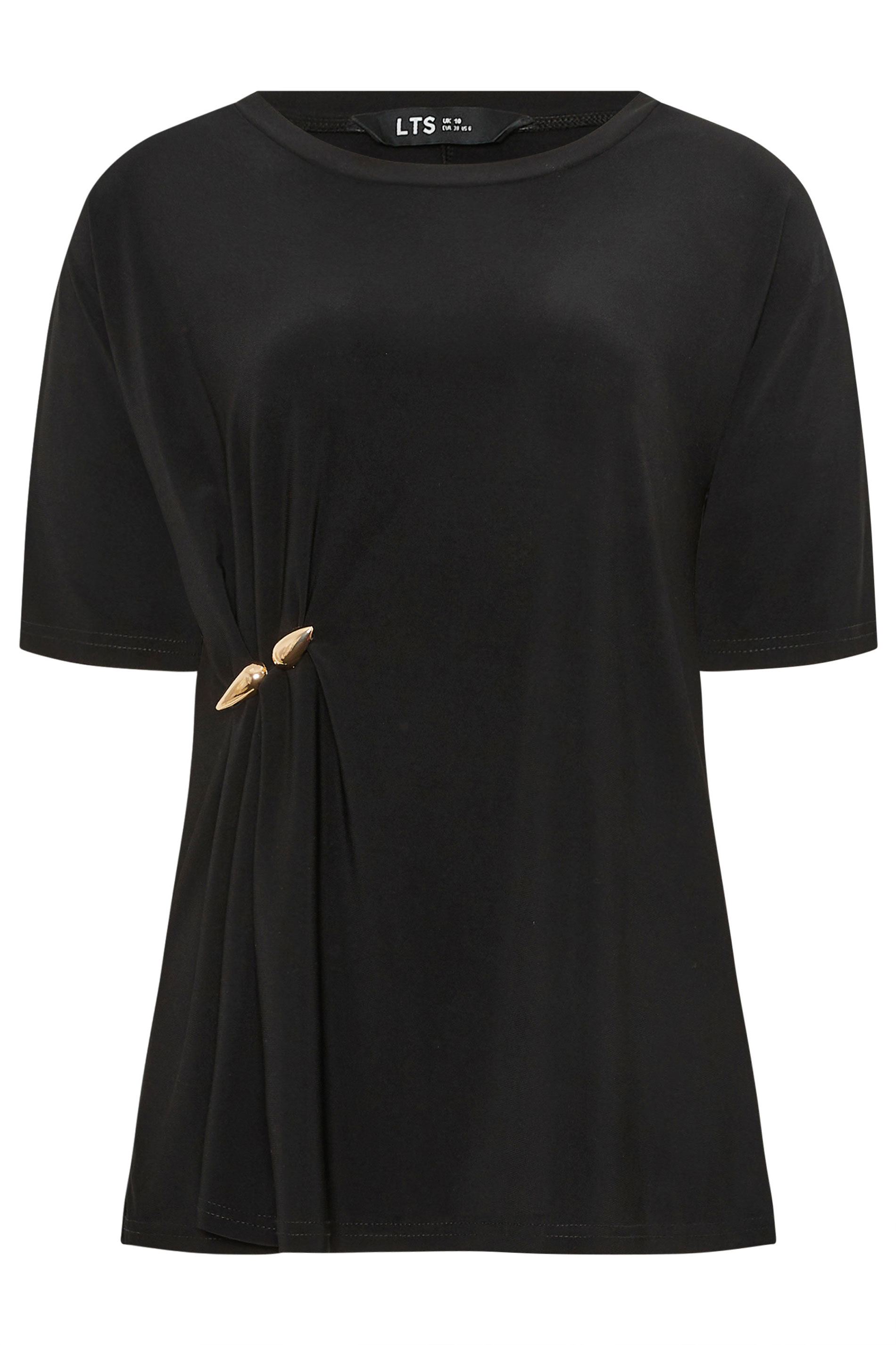 LTS Tall Black Metal Detail Oversized T-Shirt | Long Tall Sally 5