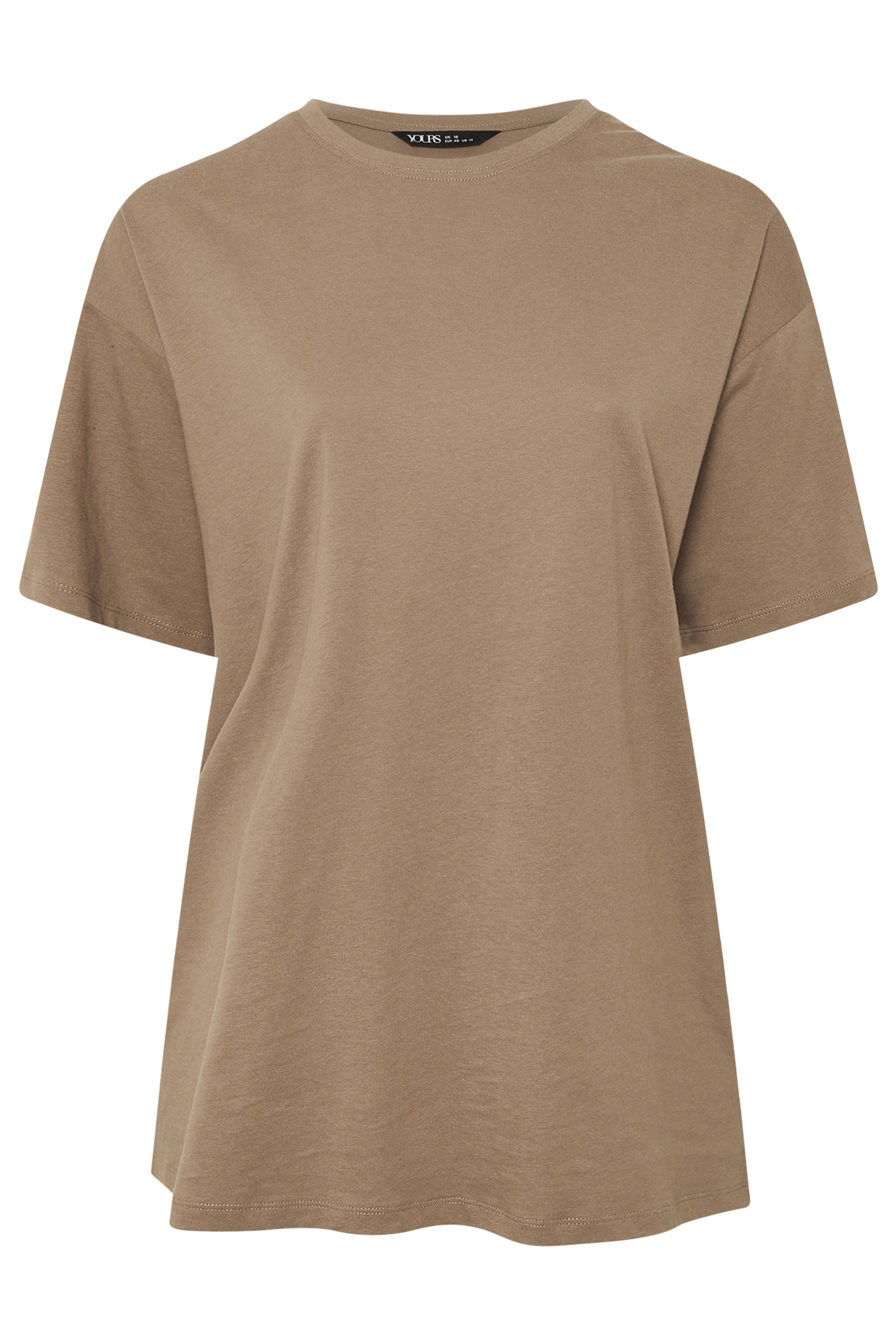 YOURS Plus Size Natural Brown Relaxed Longline T-Shirt | Yours Clothing 5