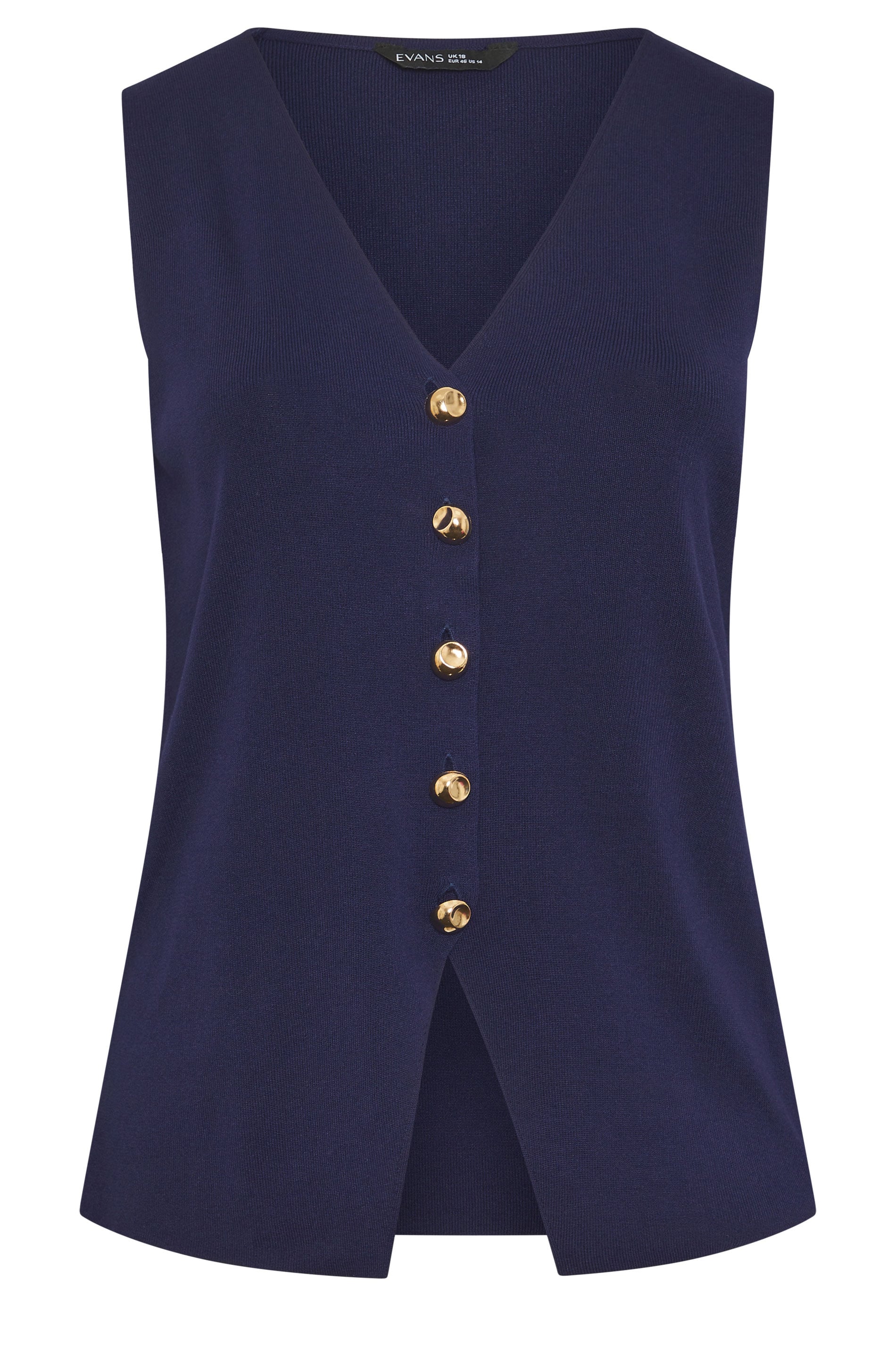 EVANS Plus Size Navy Blue Knitted Waistcoat | Evans 5