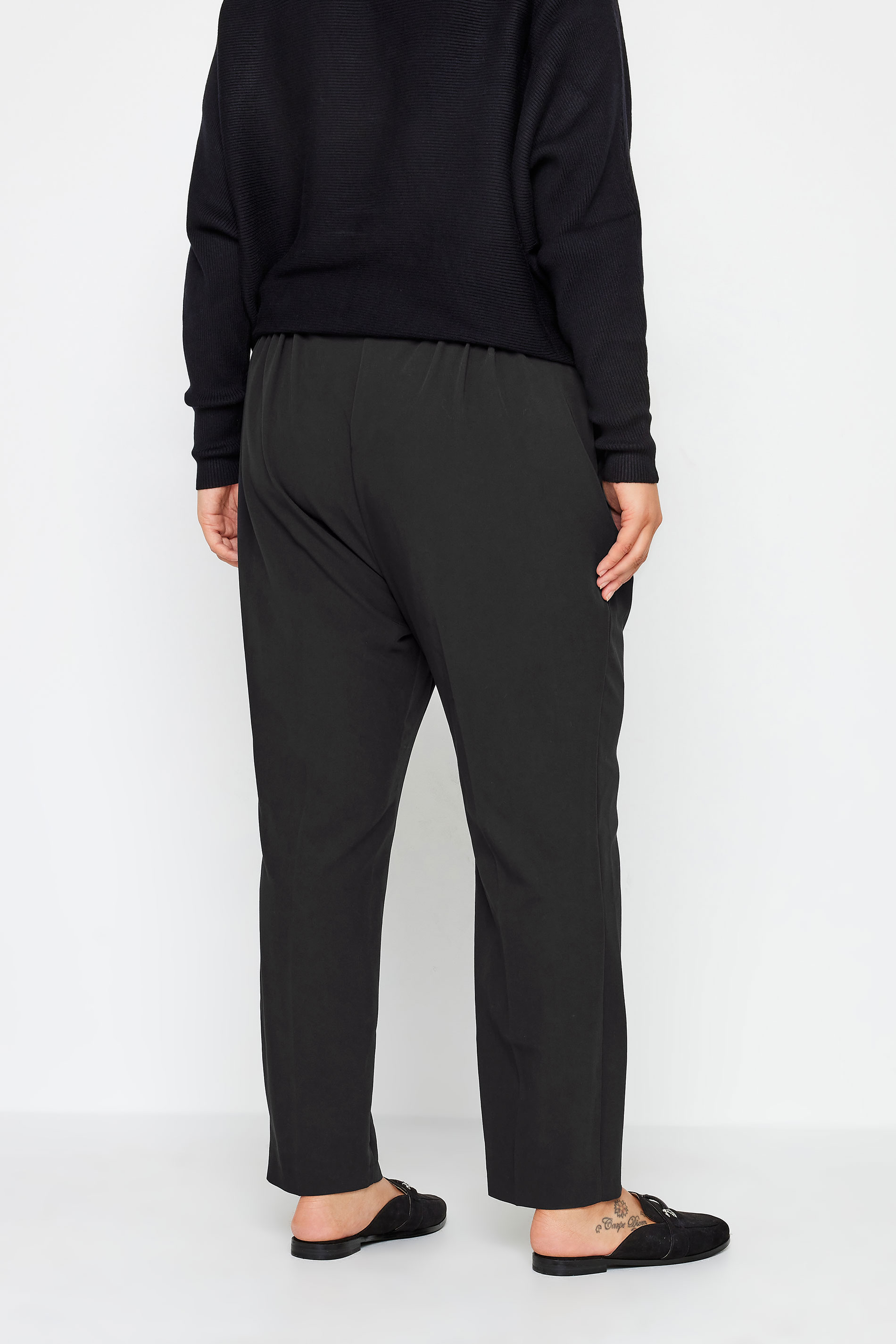 Evans Black Tapered Trousers - Regular | Evans