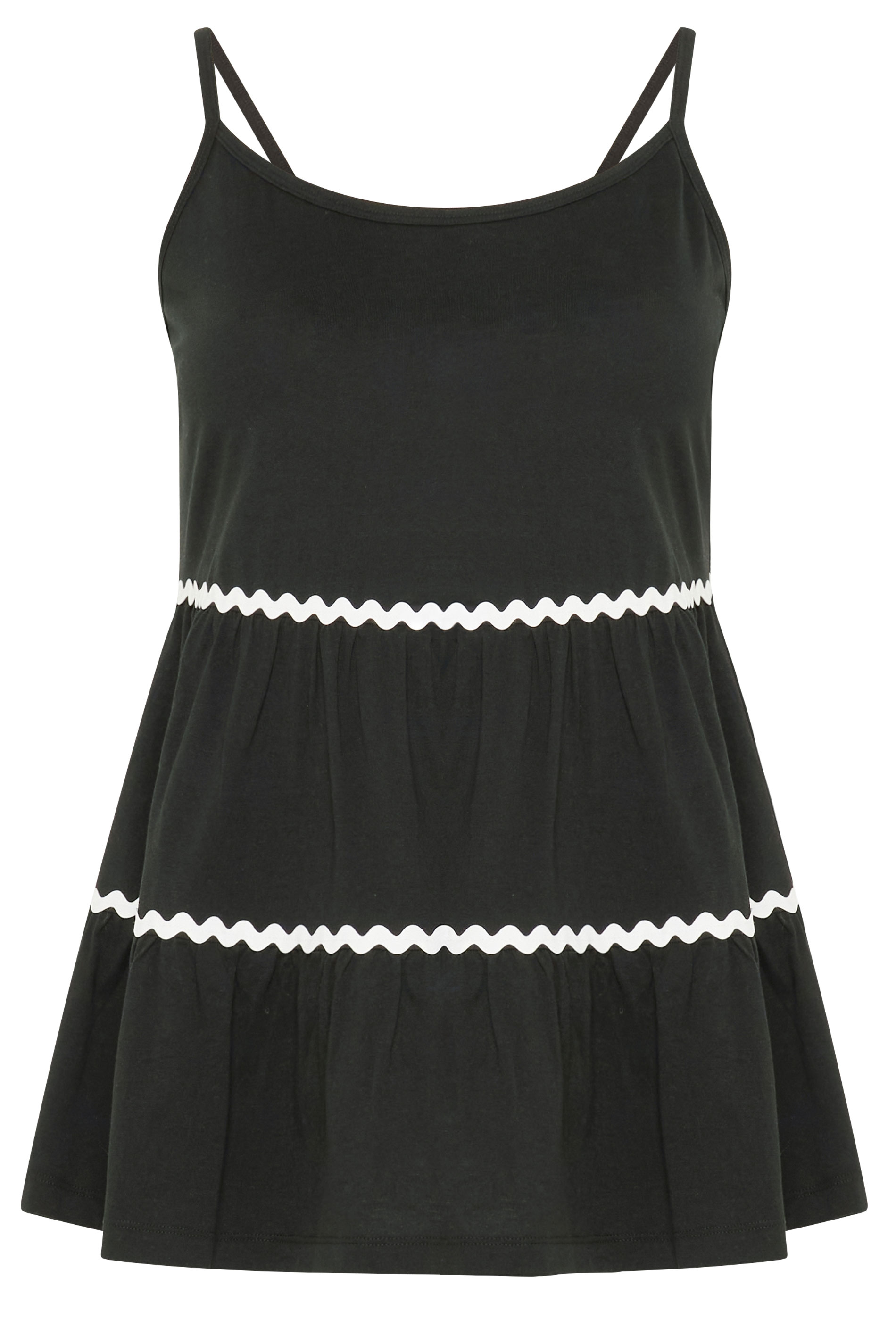 YOURS Plus Size Black Tiered Swing Vest Top | Yours Clothing 5