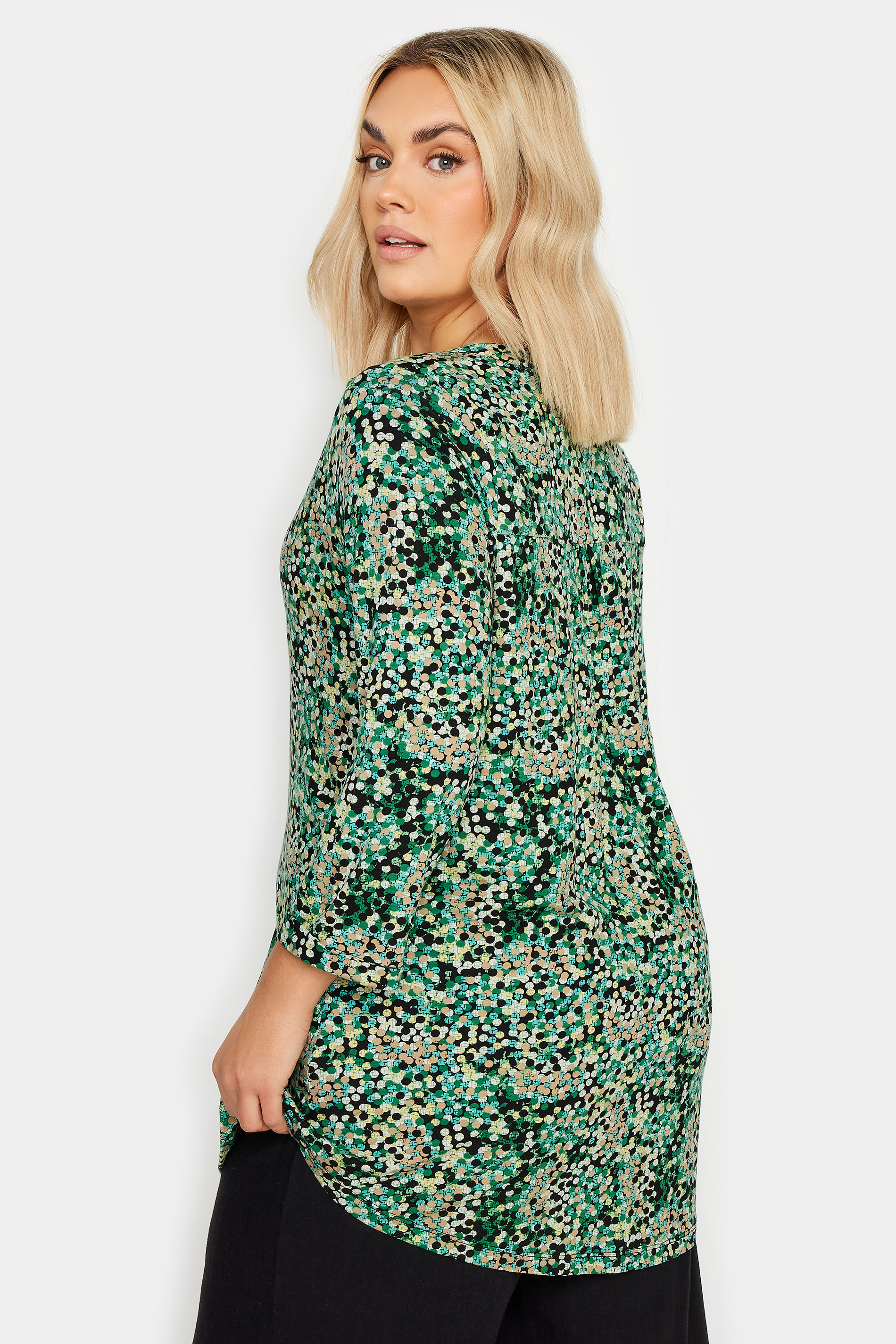 YOURS Plus Size Green Abstract Print Shirt | Yours Clothing 3
