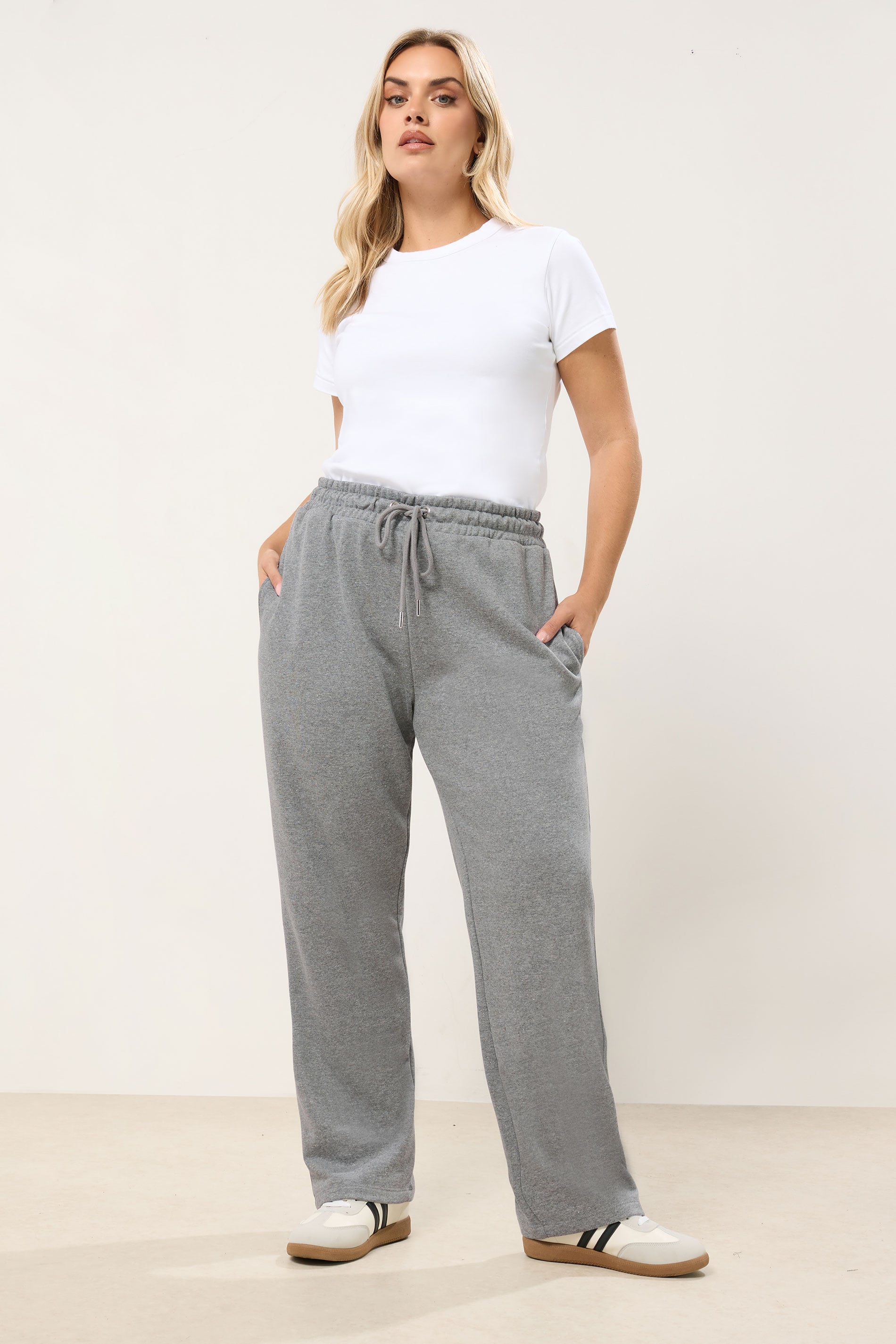 YOURS Plus Size Grey Straight Leg Joggers | Yours Clothing 1