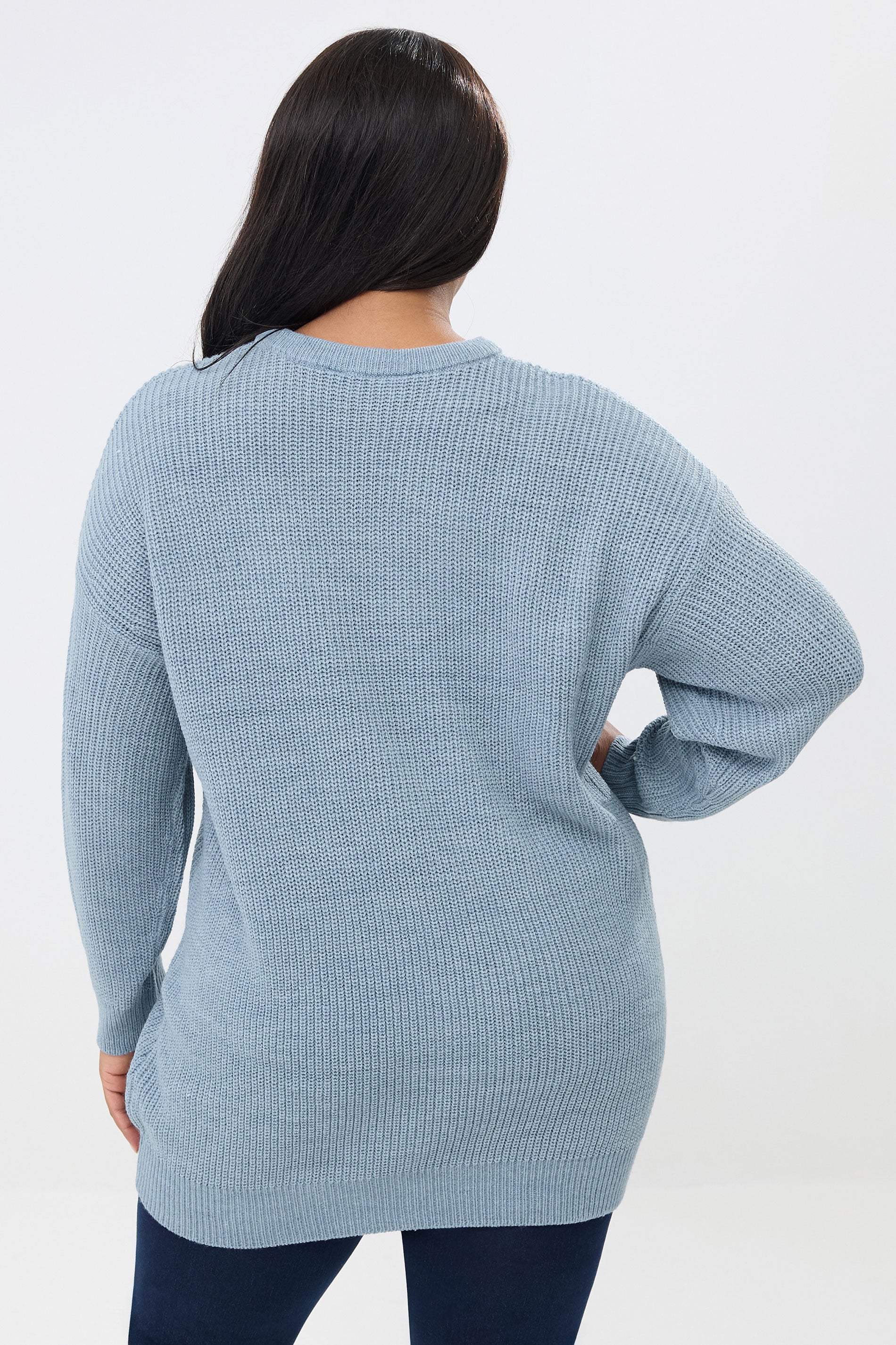 YOURS Plus Size Light Blue Essential Knitted Jumper | Yours Clothing 2