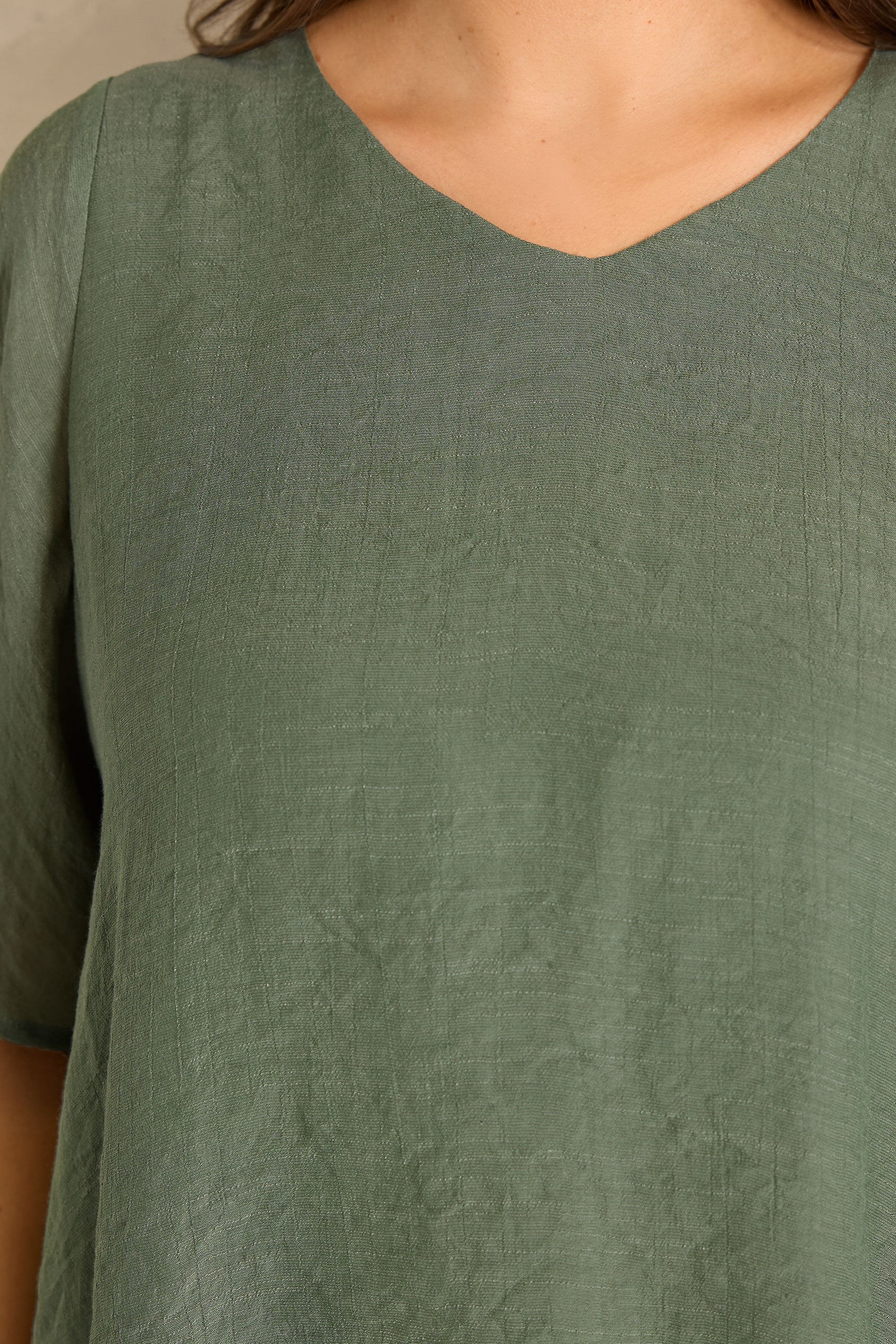 EVANS Plus Size Khaki Green Double Layer Top | Evans 5