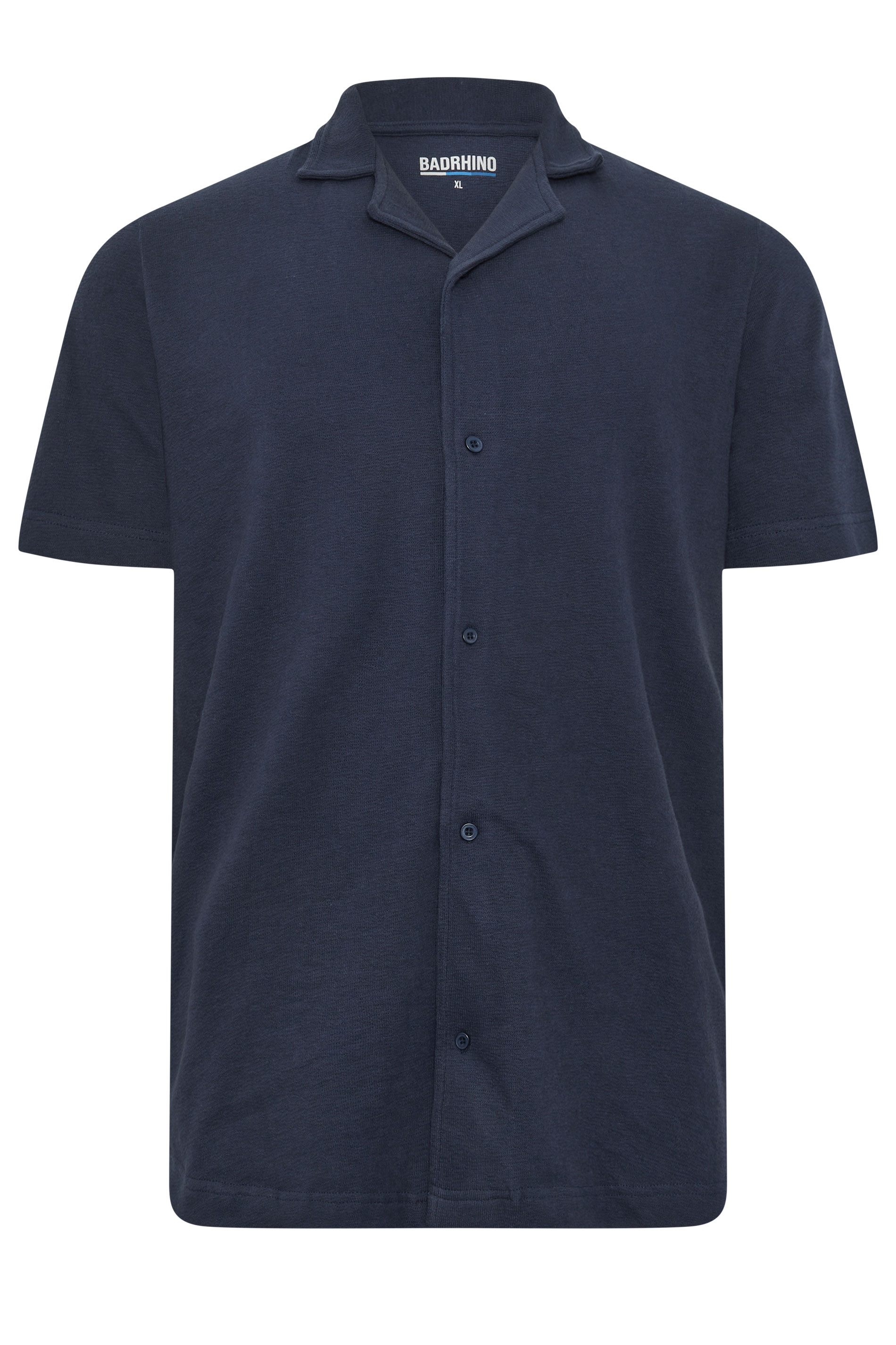 BadRhino Big & Tall Navy Blue Revere Slub Shirt | BadRhino 5