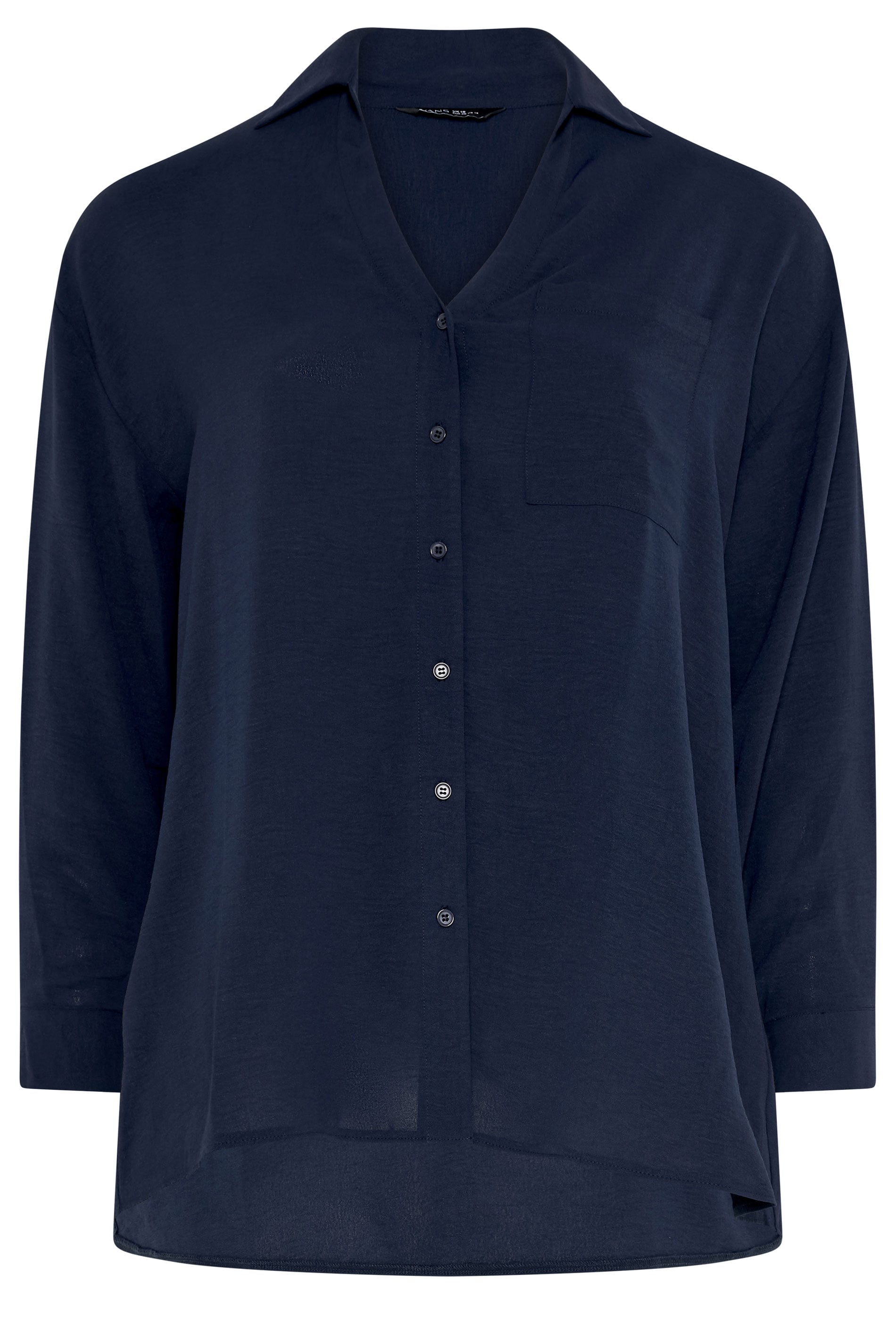 EVANS Curve Navy Blue Long Sleeve Shirt | Evans 5