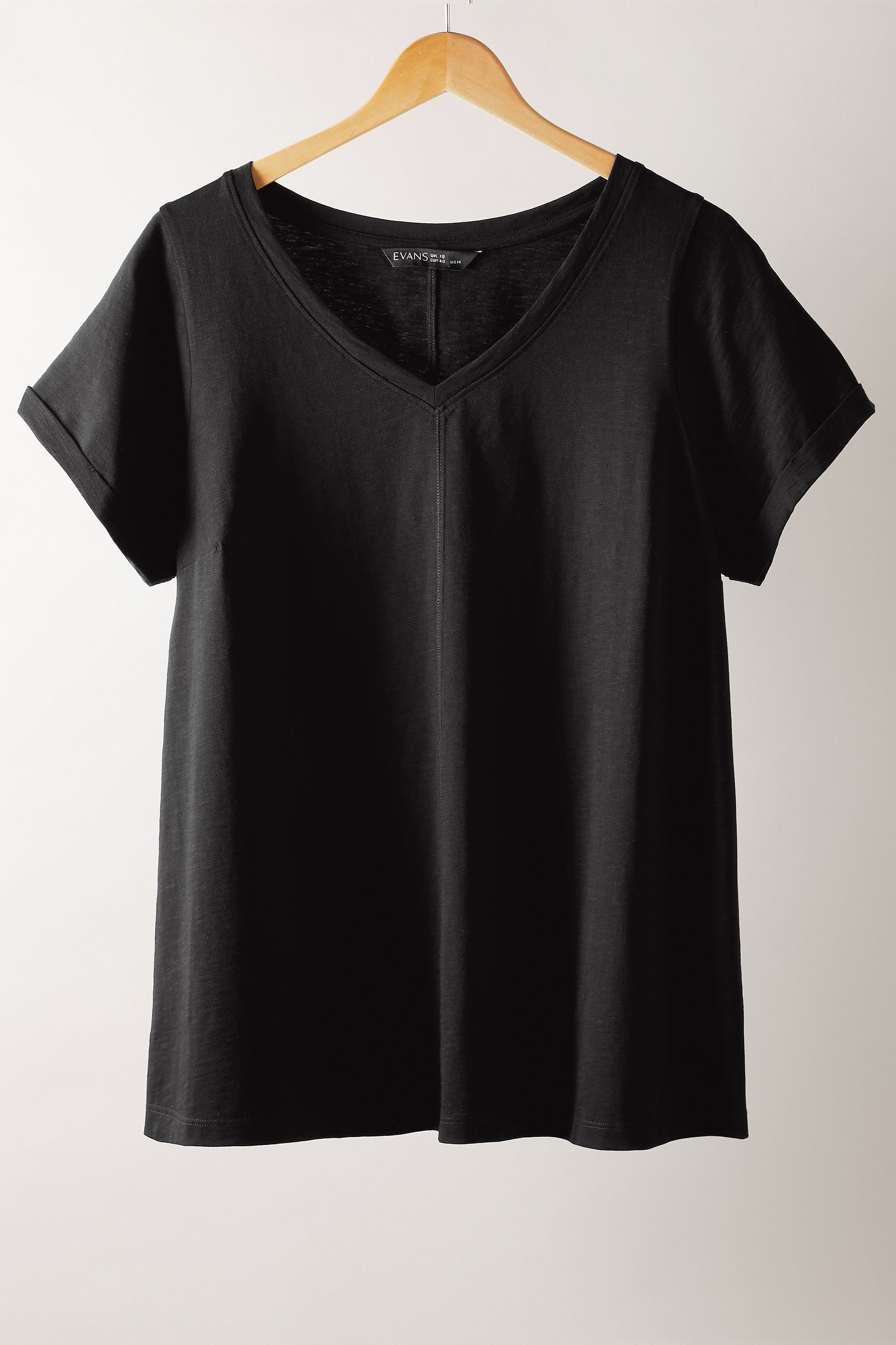 EVANS Plus Size Black Pure Cotton T Shirt Yours Curve Evans