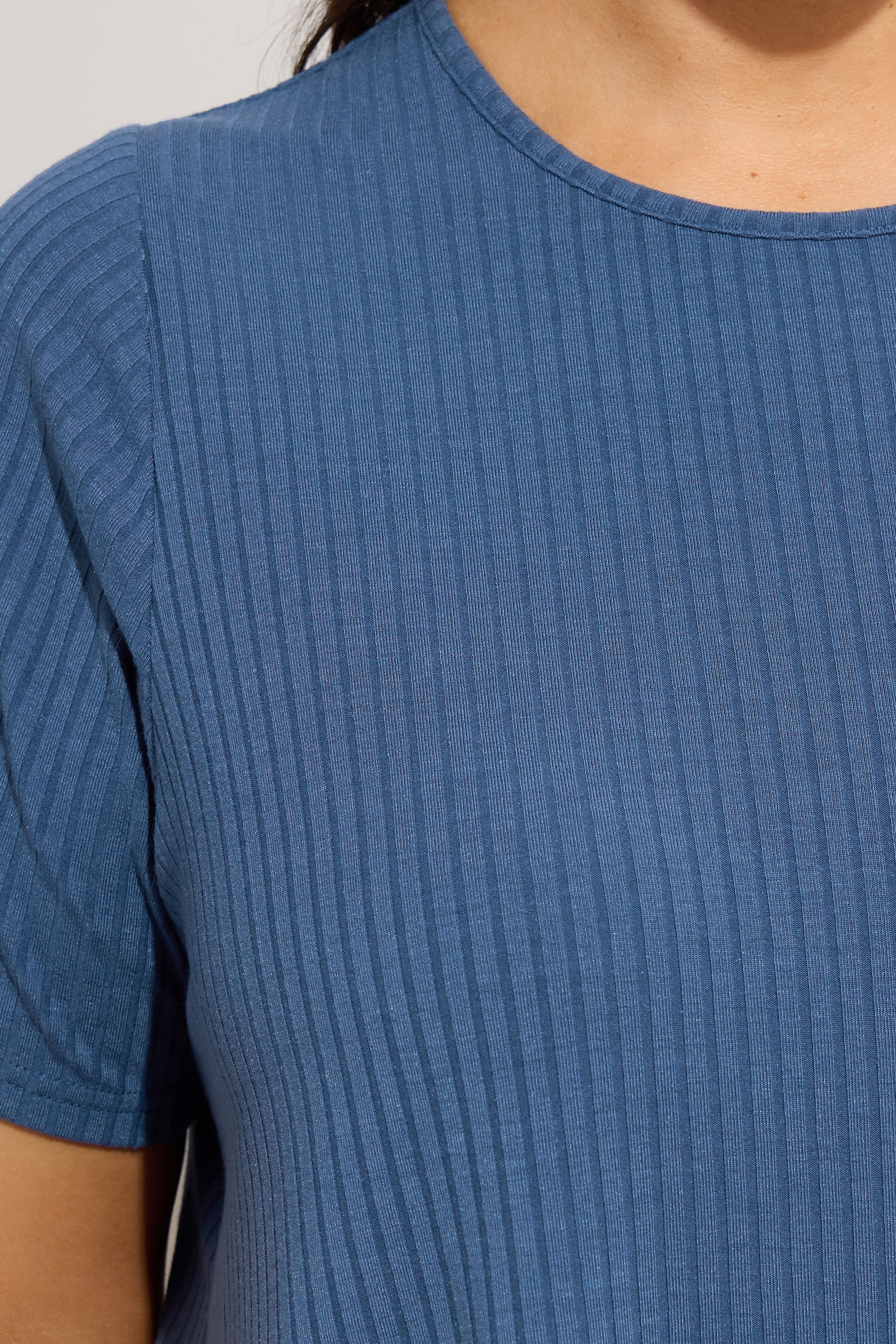 YOURS Plus Size Blue Ribbed Swing Top | Yours Clothing 4