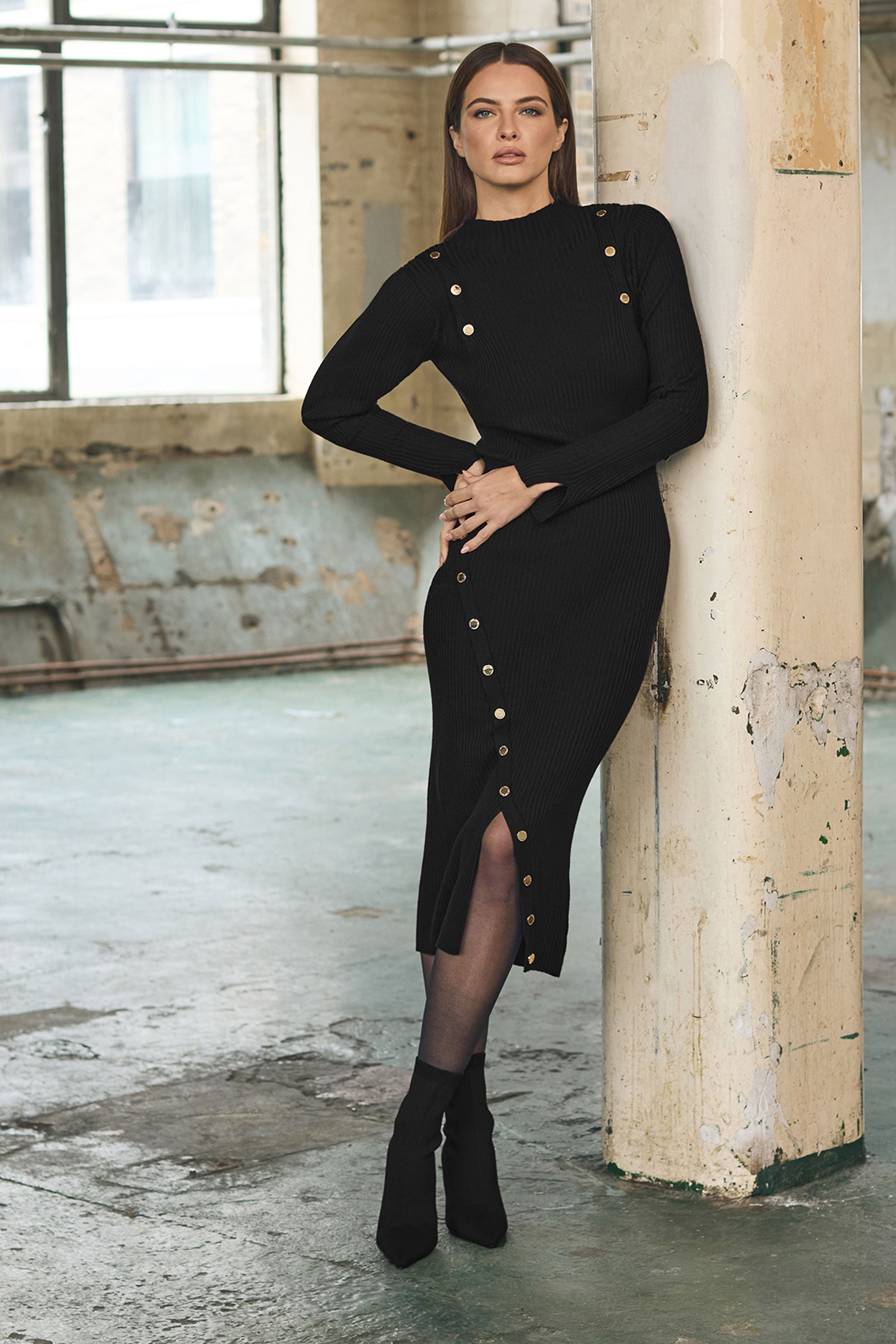 STAR Black Button Detail Knitted Dress | StarByJM 3