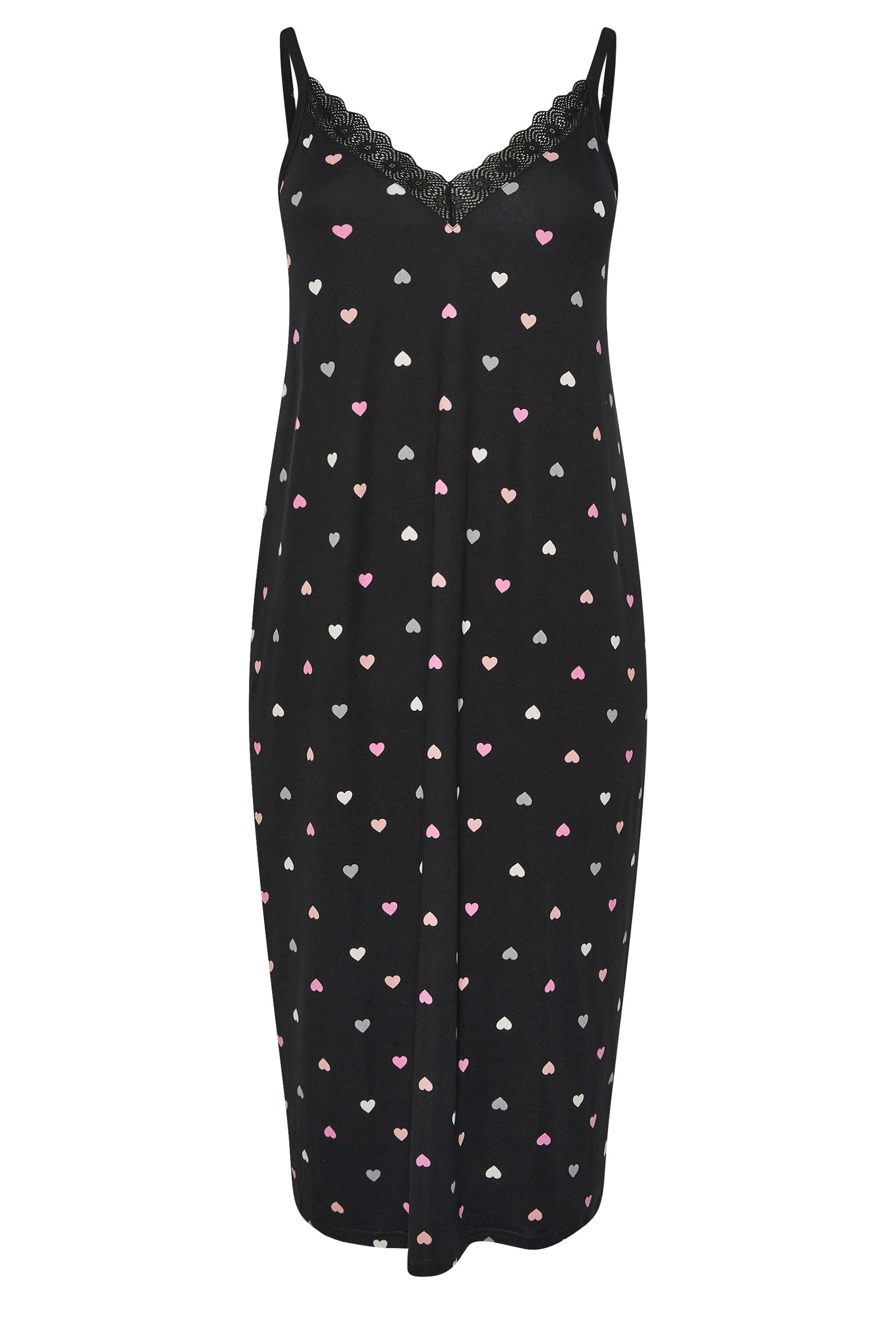 YOURS Plus Size Black Heart Soft Touch Chemise Nightdress | Yours Clothing 5