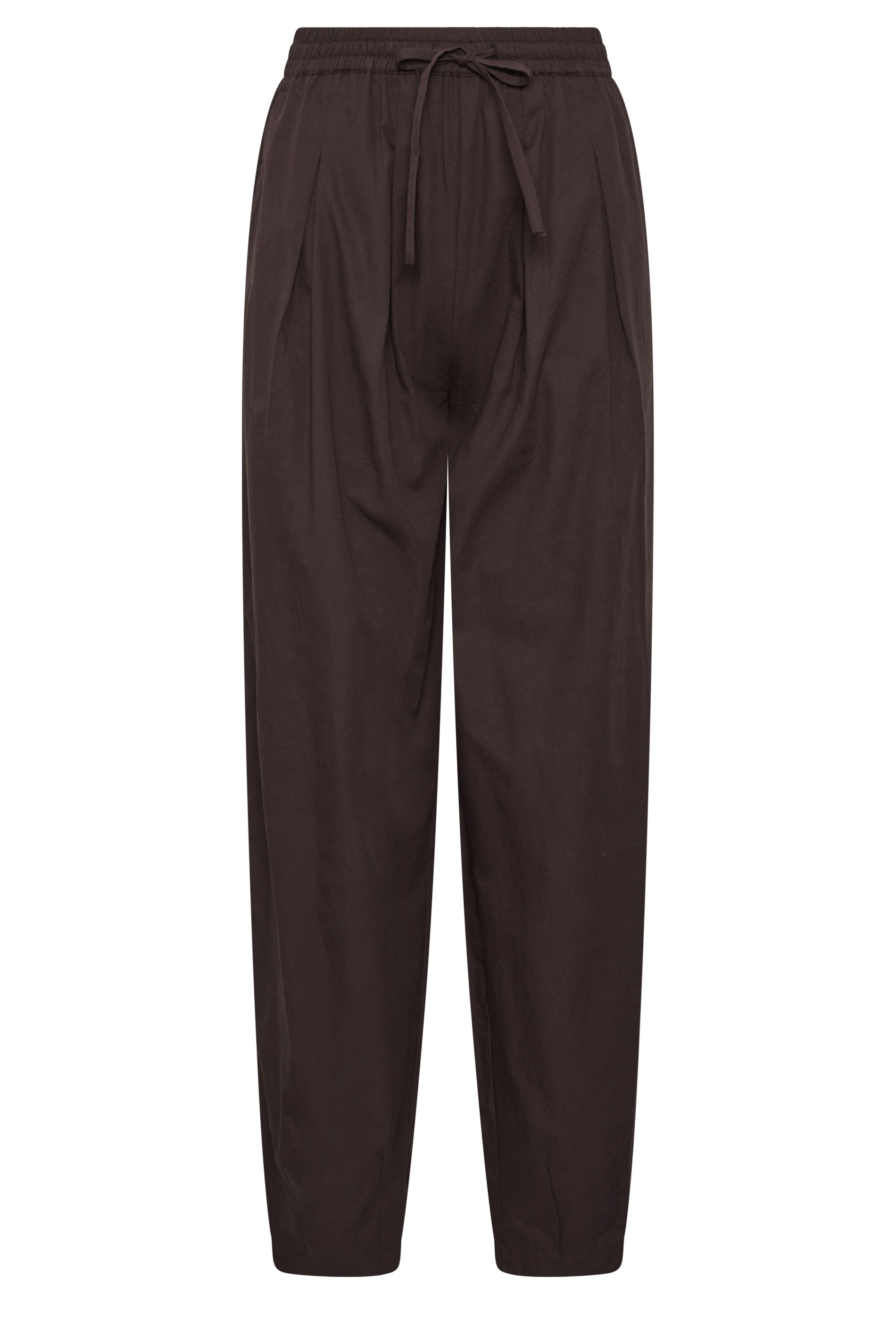 LTS Tall Women's Chocolate Brown Cotton Barrel Leg Trousers | Long Tall Sally 5