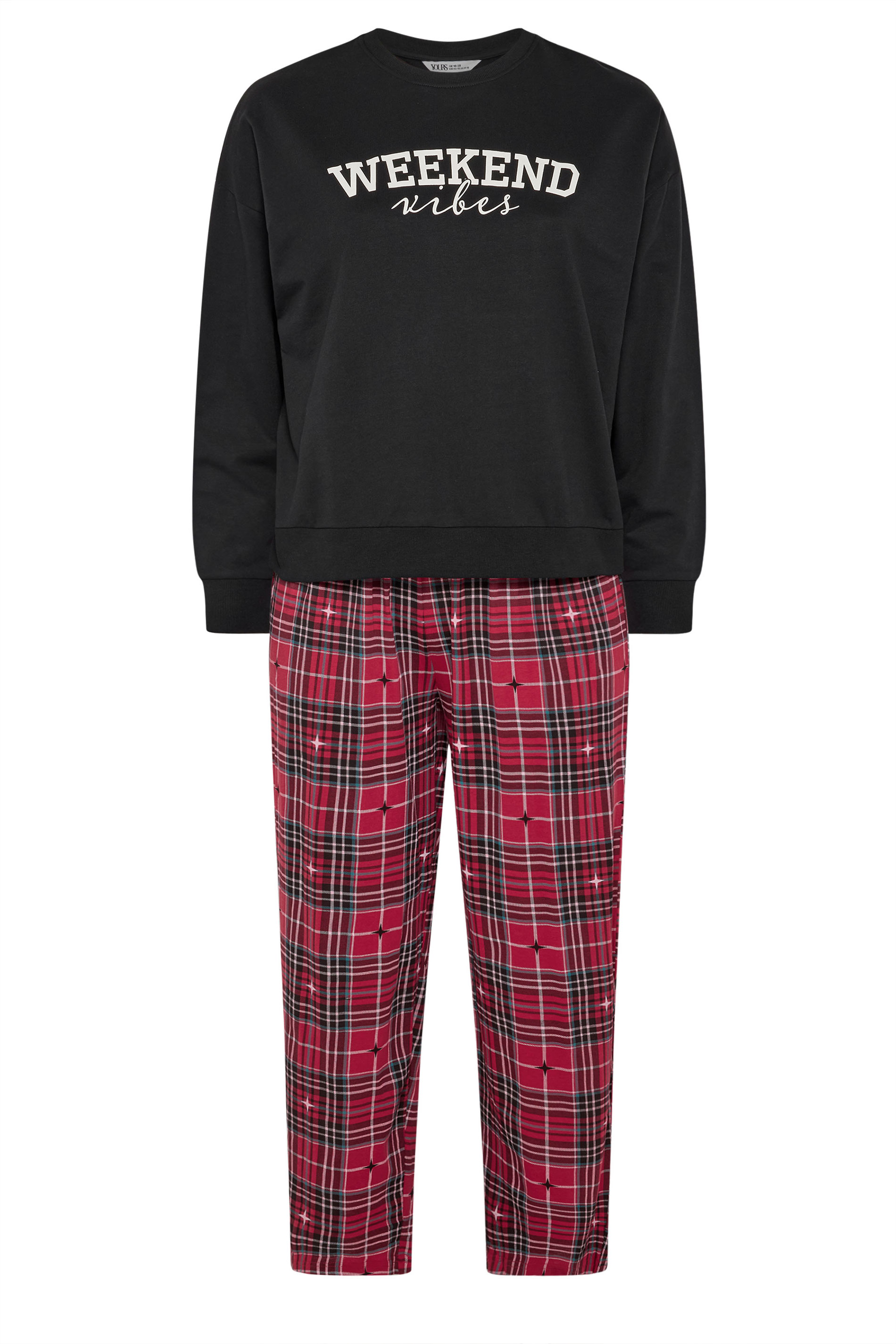 YOURS Plus Size Black 'Weekend Vibes' Sweatshirt Lounge Set | Yours Clothing 5