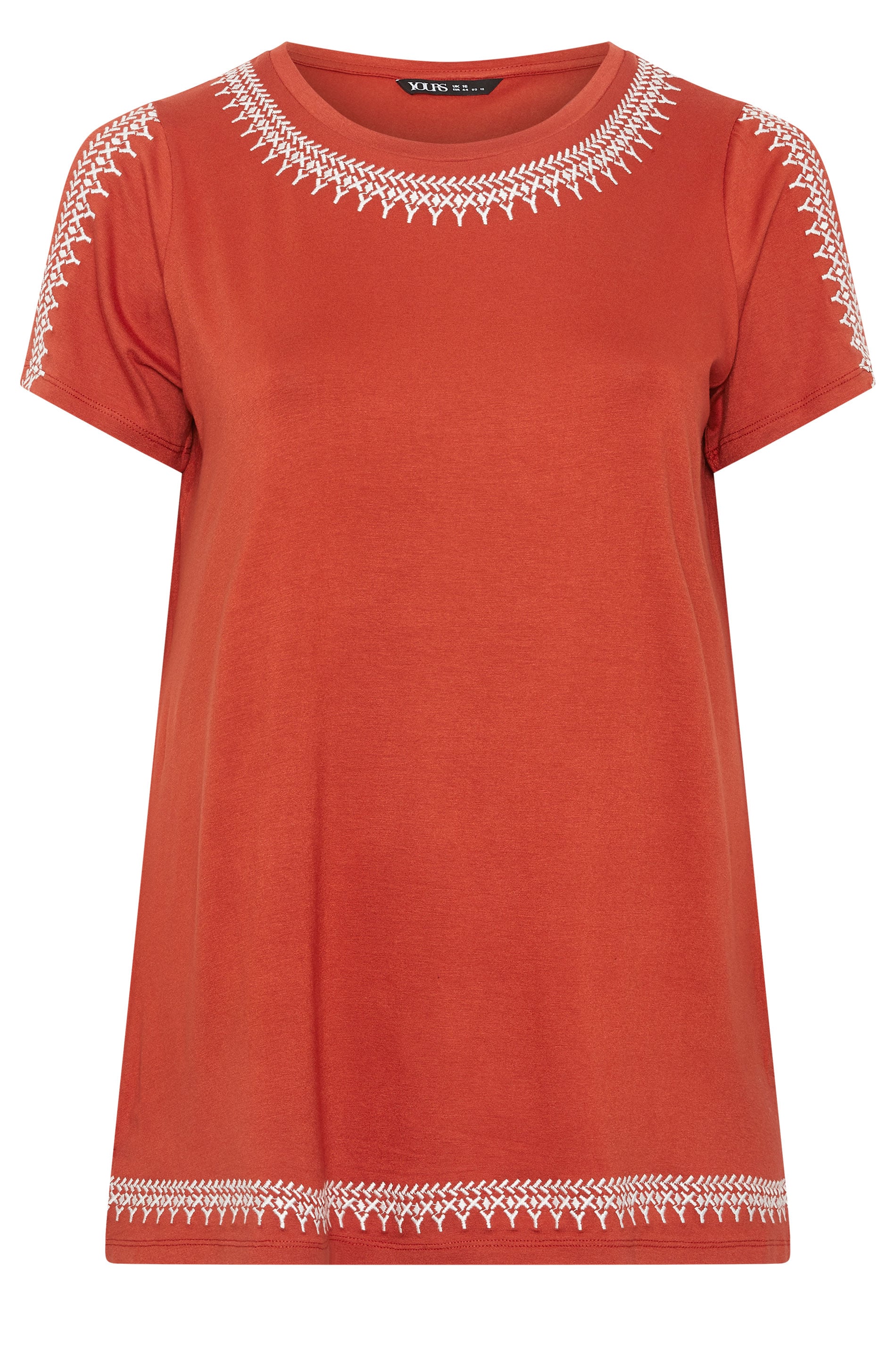 YOURS Plus Size Orange Embroidered Cold Shoulder Top | Yours Clothing 5