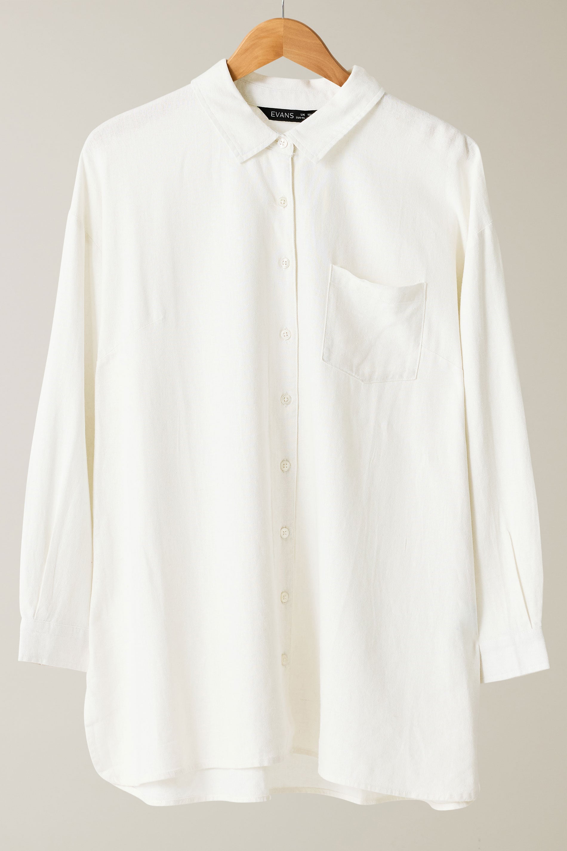 EVANS Plus Size White Long Sleeve Premium Linen Shirt | Evans 6