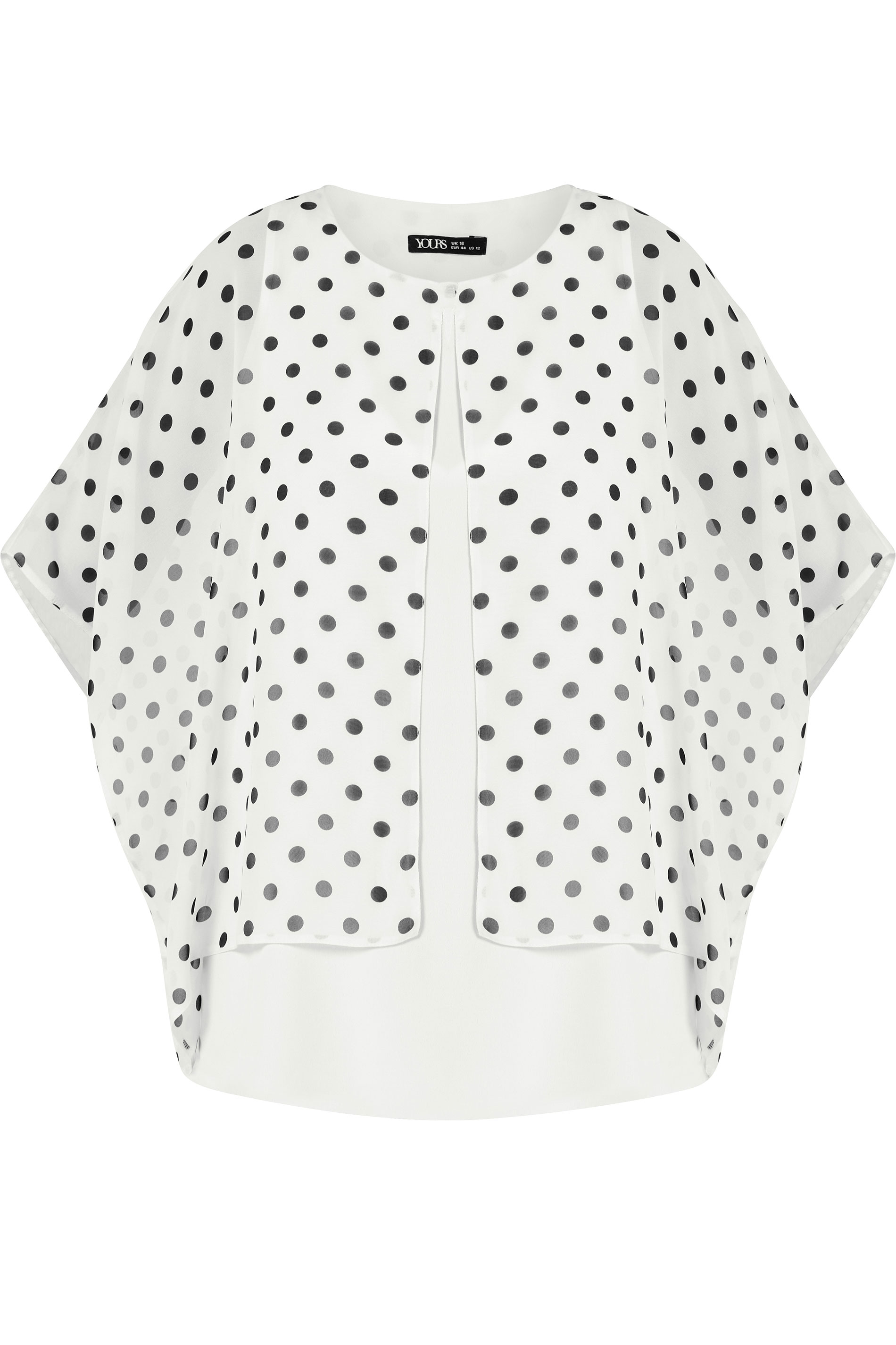 YOURS Plus Size White Polka Dot Double Layer Top | Yours Clothing 5