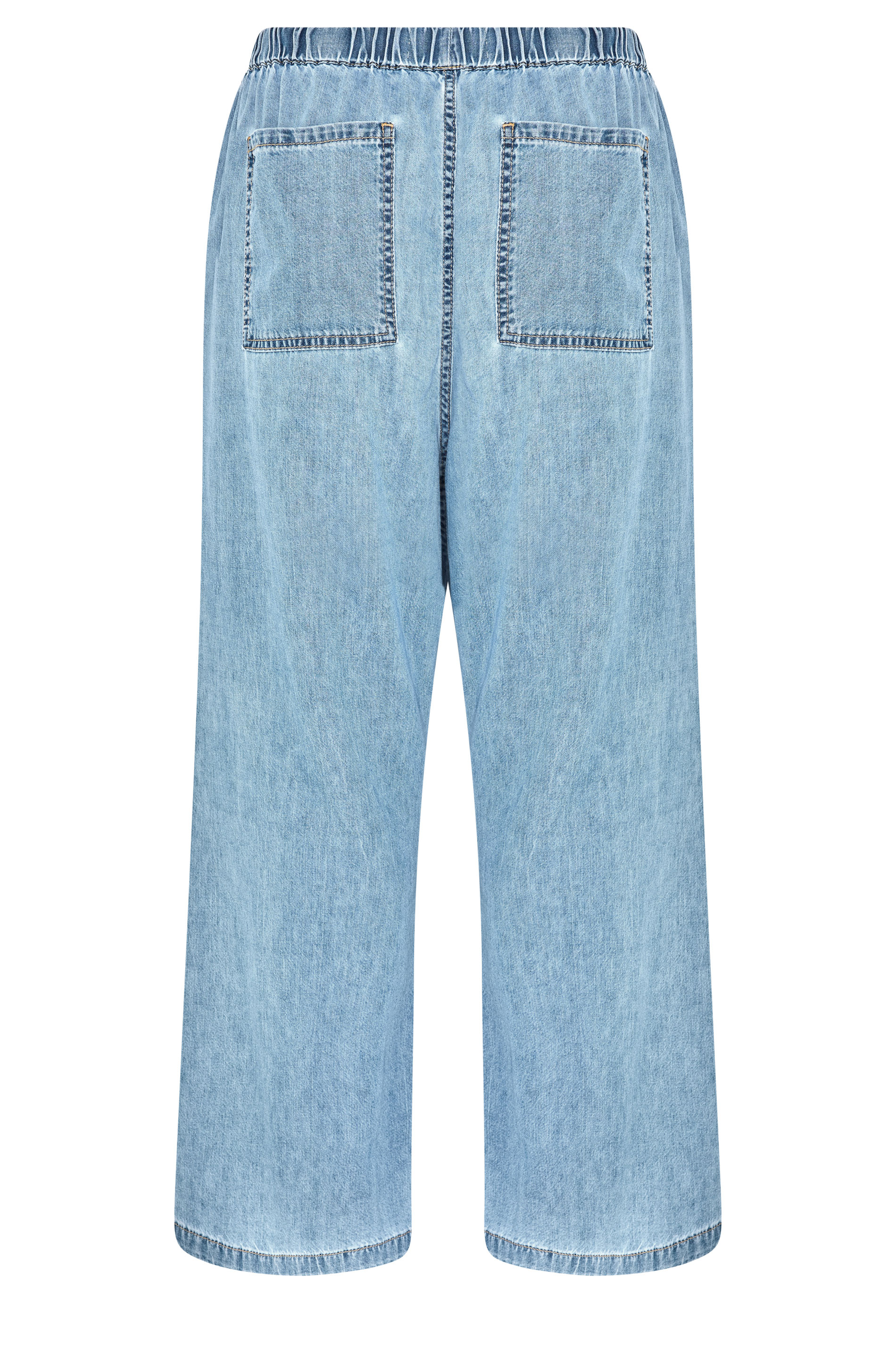 YOURS Plus Size Mid Blue Drawstring Wide Leg Jeans | Yours Clothing 6