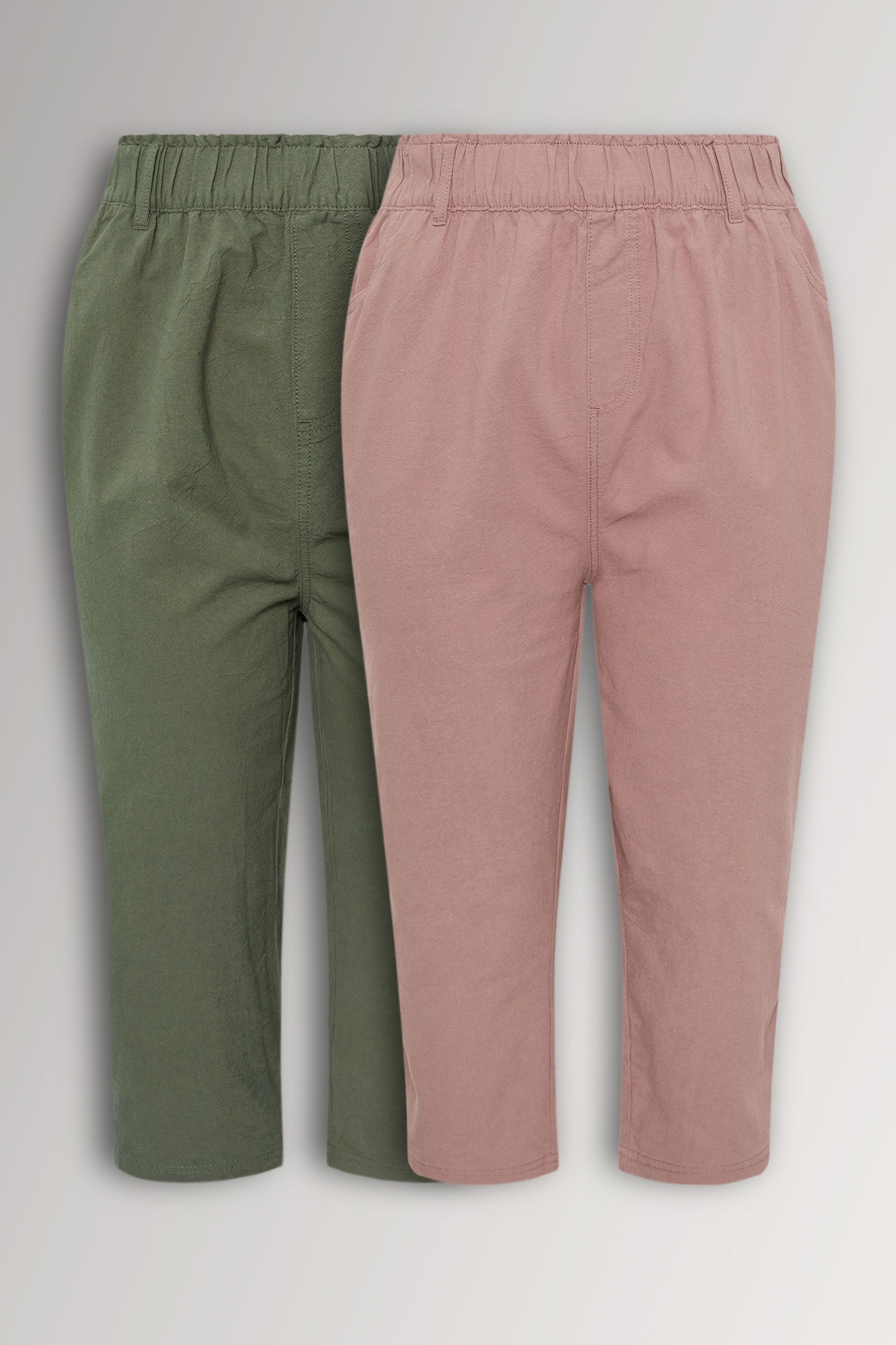 YOURS 2 PACK Plus Size Olive Green & Pink Cool Cotton Cropped Trousers | Yours Clothing 3