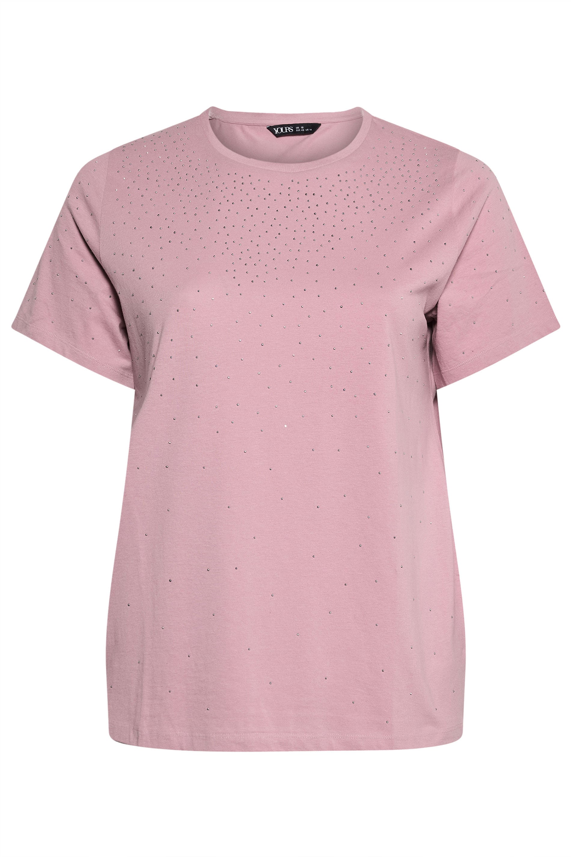 YOURS Plus Size Pink Diamante Embellished T-Shirt | Yours Clothing 5