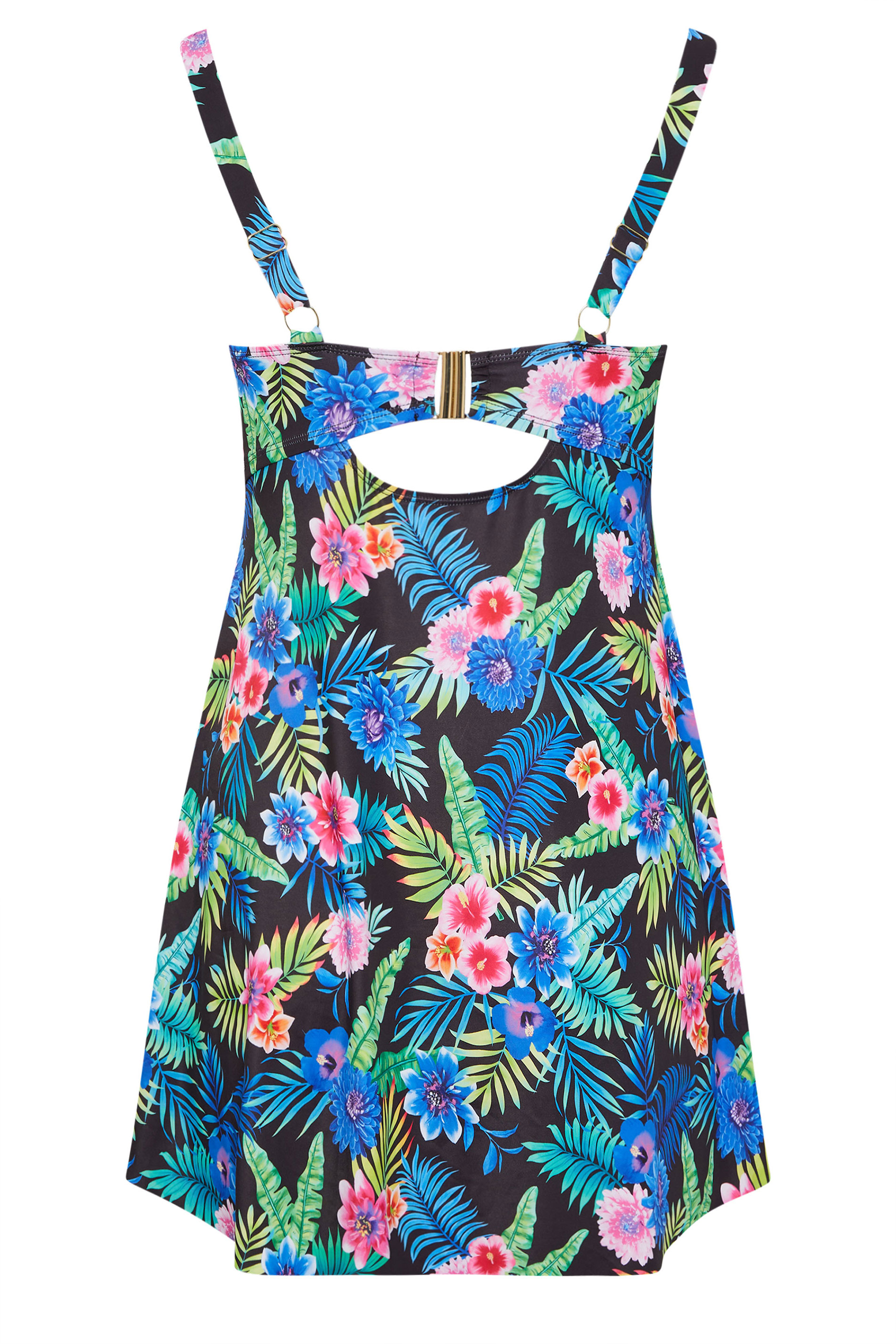 YOURS Plus Size Black Tropical Print Premium Underwired Tankini Top | Yours Clothing 10