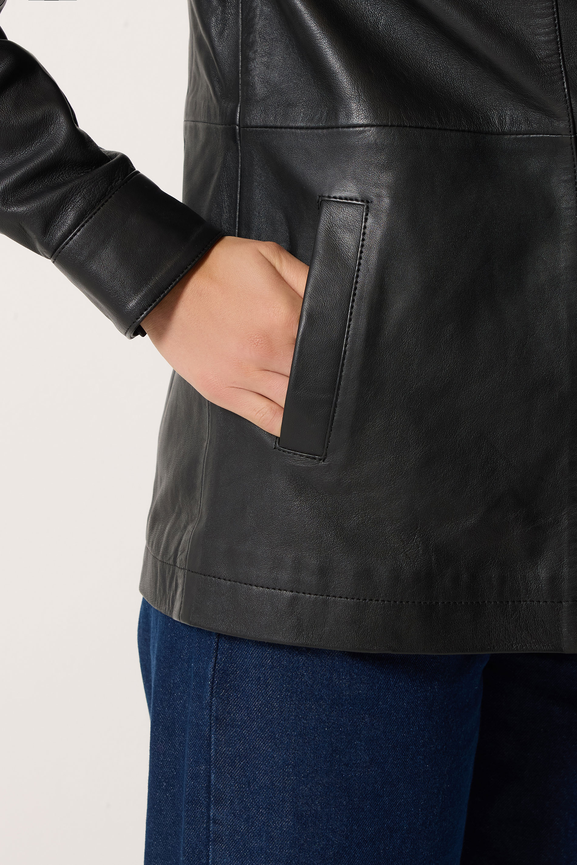 LTS PREMIUM Tall Women's Black Leather Jacket | Long Tall Sally 4