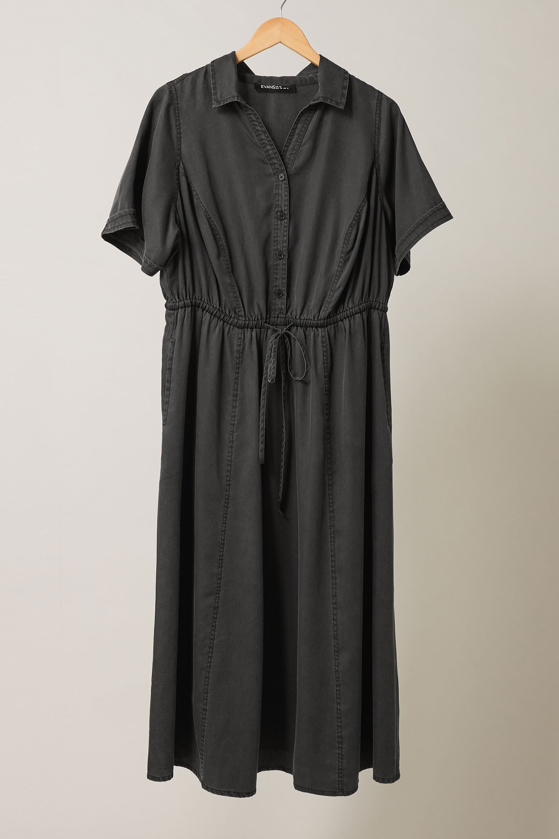 EVANS Plus Size Black Lyocell Denim Shirt Dress | Evans 6