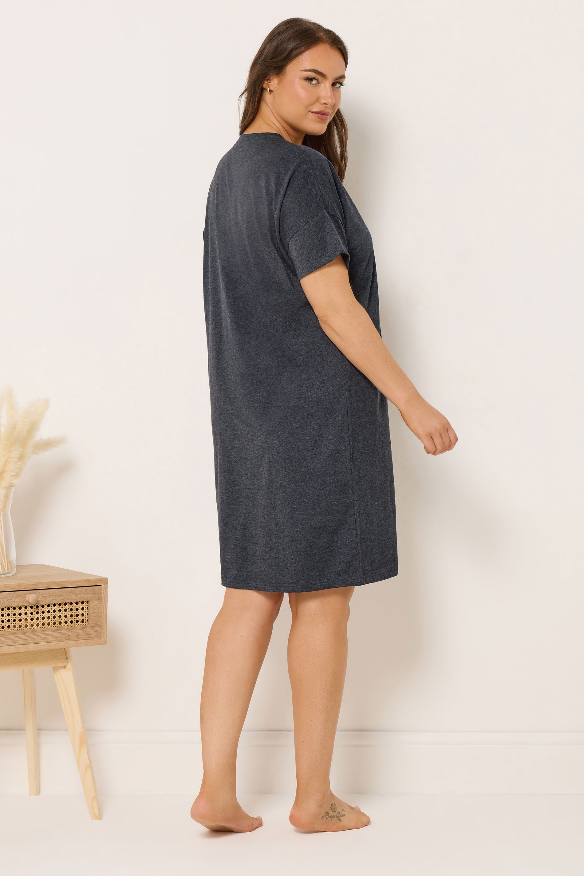 YOURSET 2 PACK Plus Size Grey 'Pasta Club' Sleep Tee Nightdresses | Yours Clothing 5