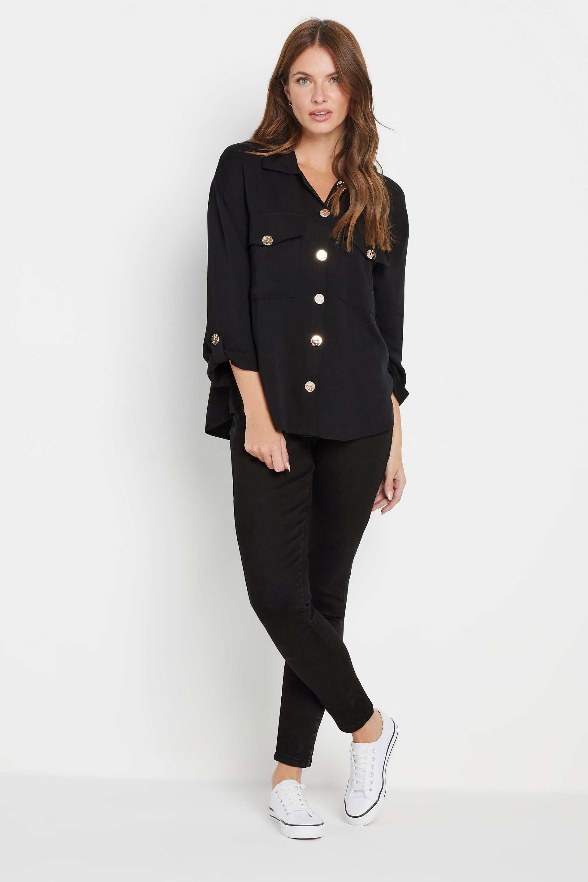 M&Co Black Statement Button Cotton Shirt | M&Co 1