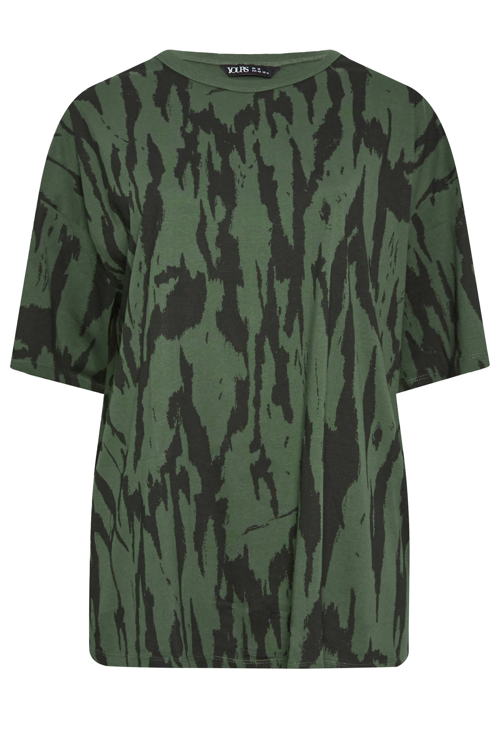 YOURS 2 PACK Plus Size Khaki Green & Black Animal Print T-Shirts | Yours Clothing 9
