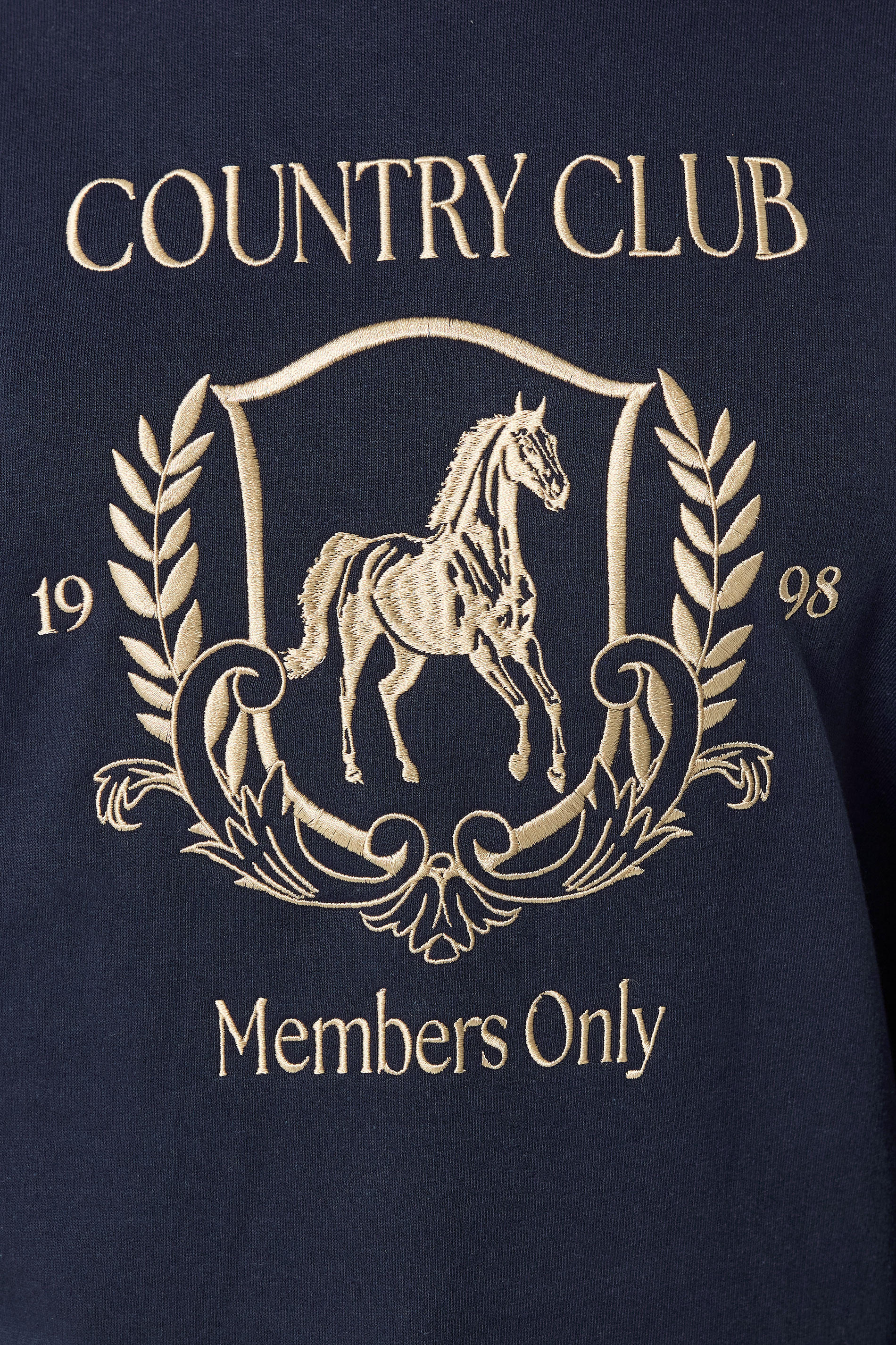 LTS Tall Women's Navy Blue 'Country Club' Embroidered Slogan Sweatshirt | Long Tall Sally 4