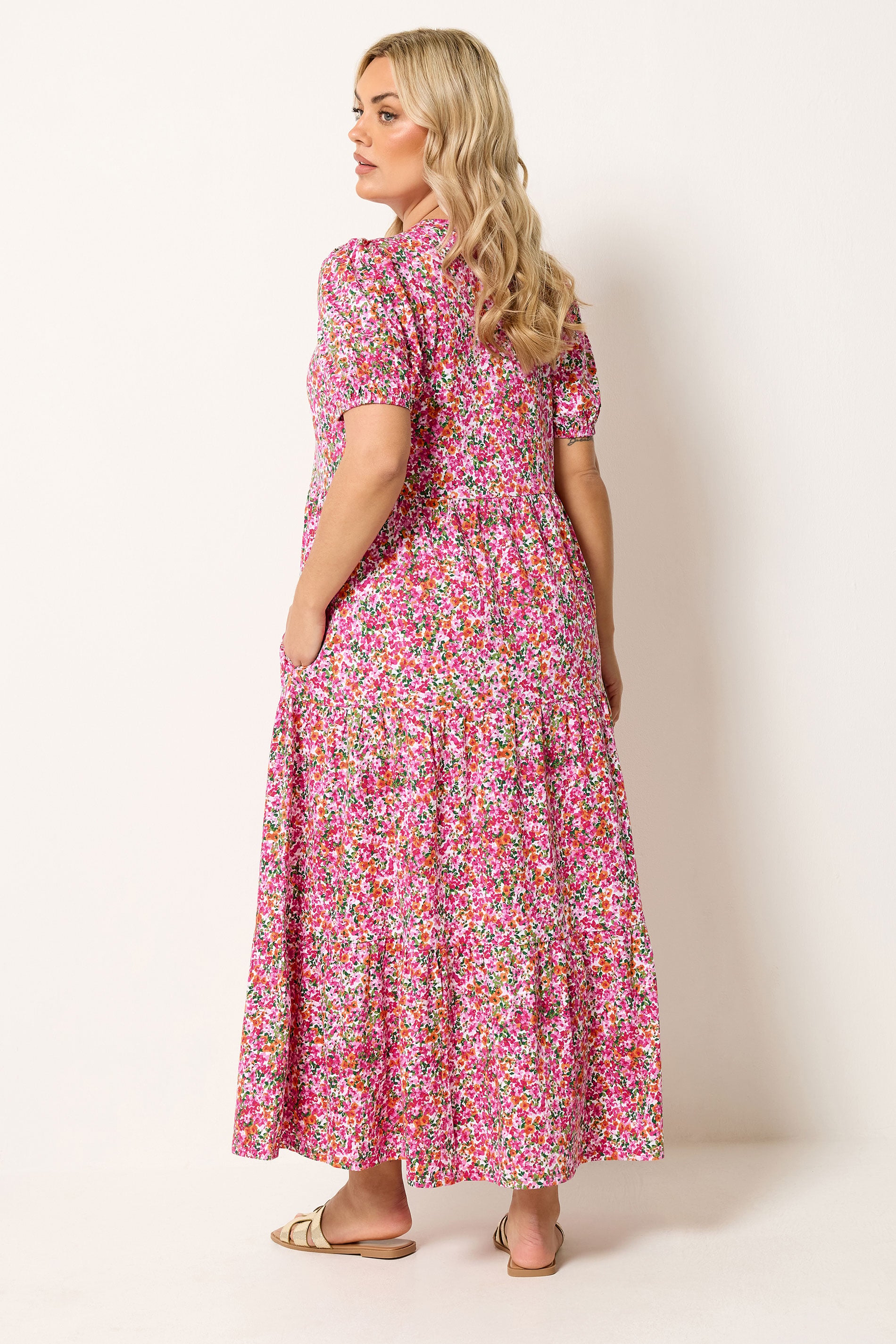 YOURS Plus Size Pink Floral Summer Dress | Yours Clothing 2