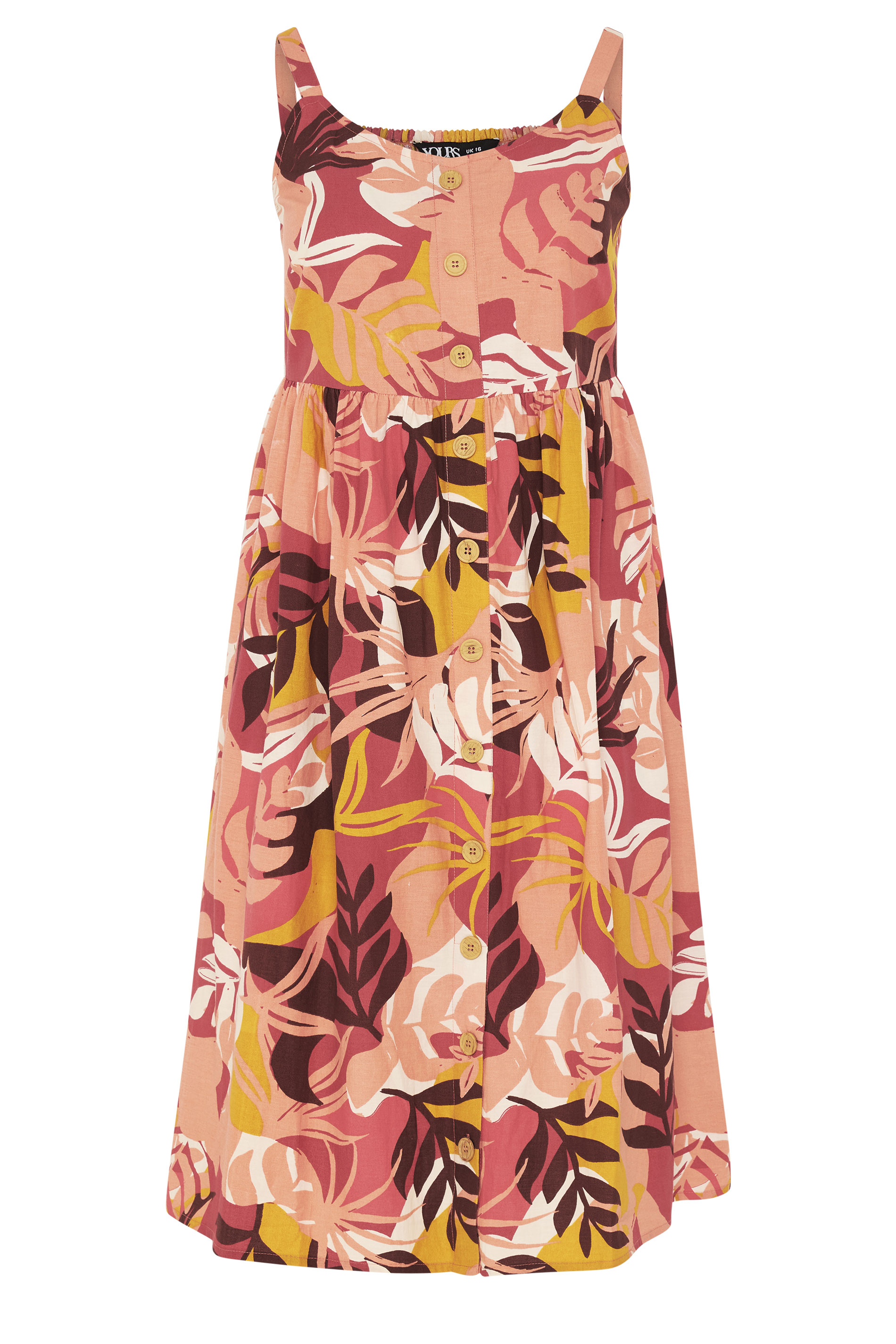 YOURS Plus Size Orange Tropical Print Linen Midi Dress | Yours Clothing 5