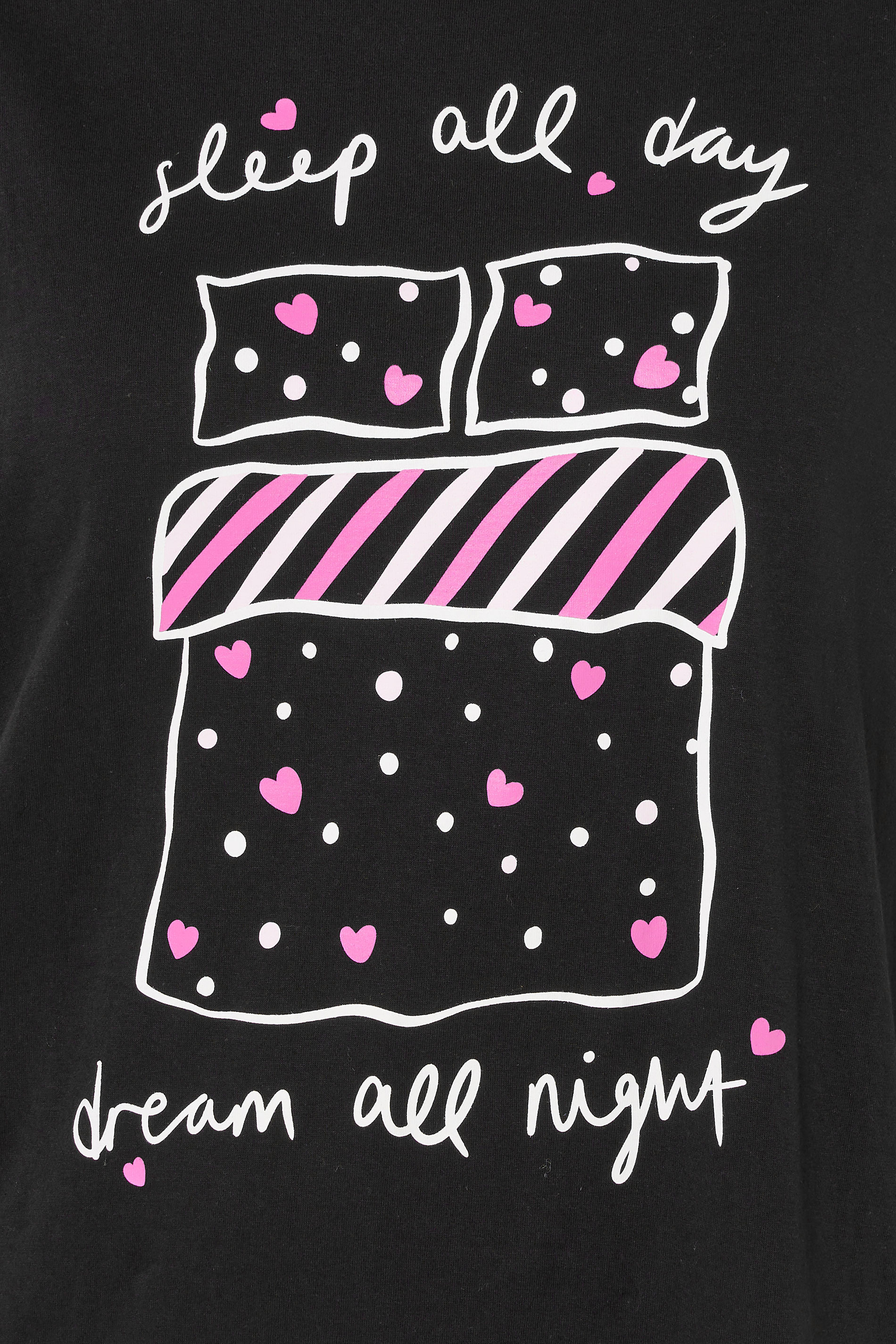 YOURS Plus Size Black 'Sleep All Day' Sleep Tee Nightdress | Yours Clothing 4