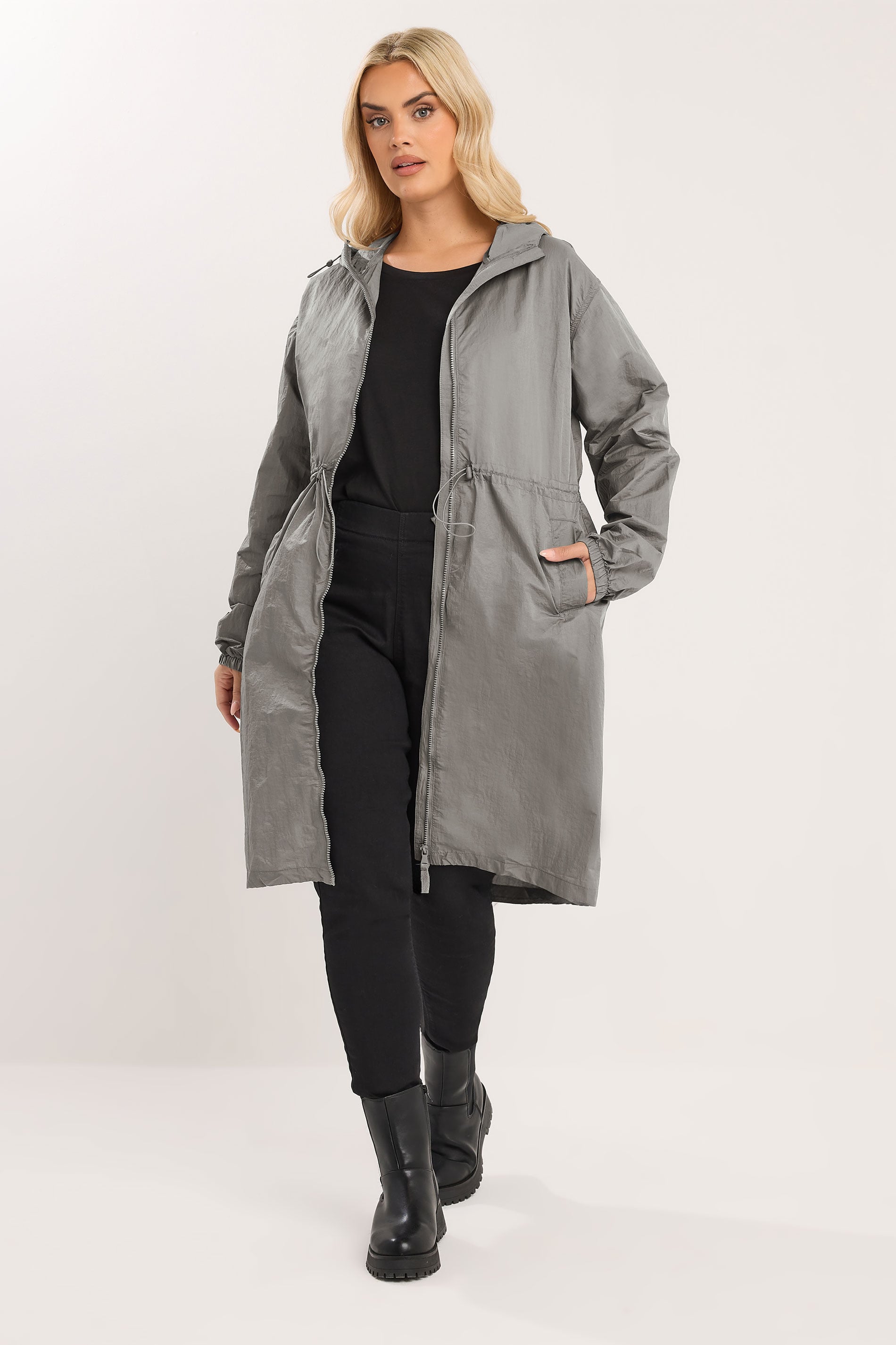 YOURS Plus Size Grey Lightweight Longline Parka Jacket | Yours Clothing 3