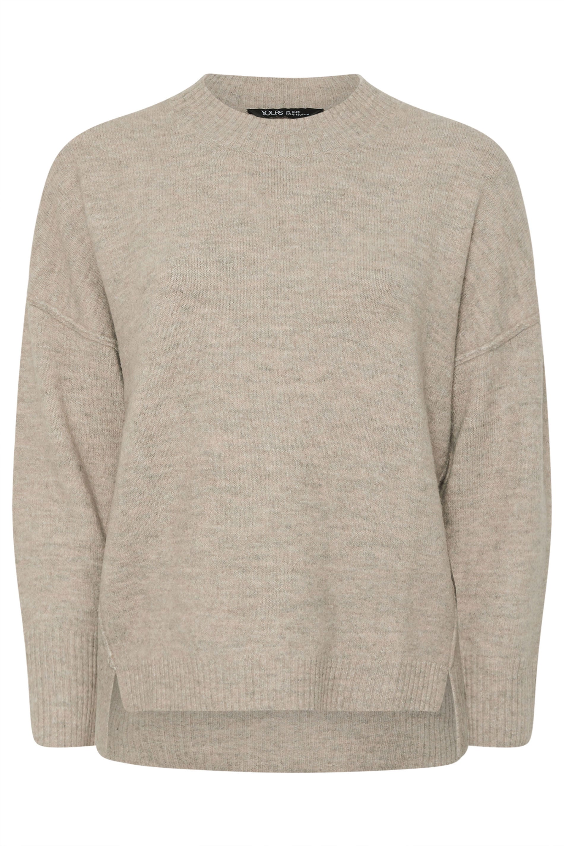 YOURS Plus Size Beige Brown Drop Shoulder Seam Detail Jumper | Yours Clothing 5