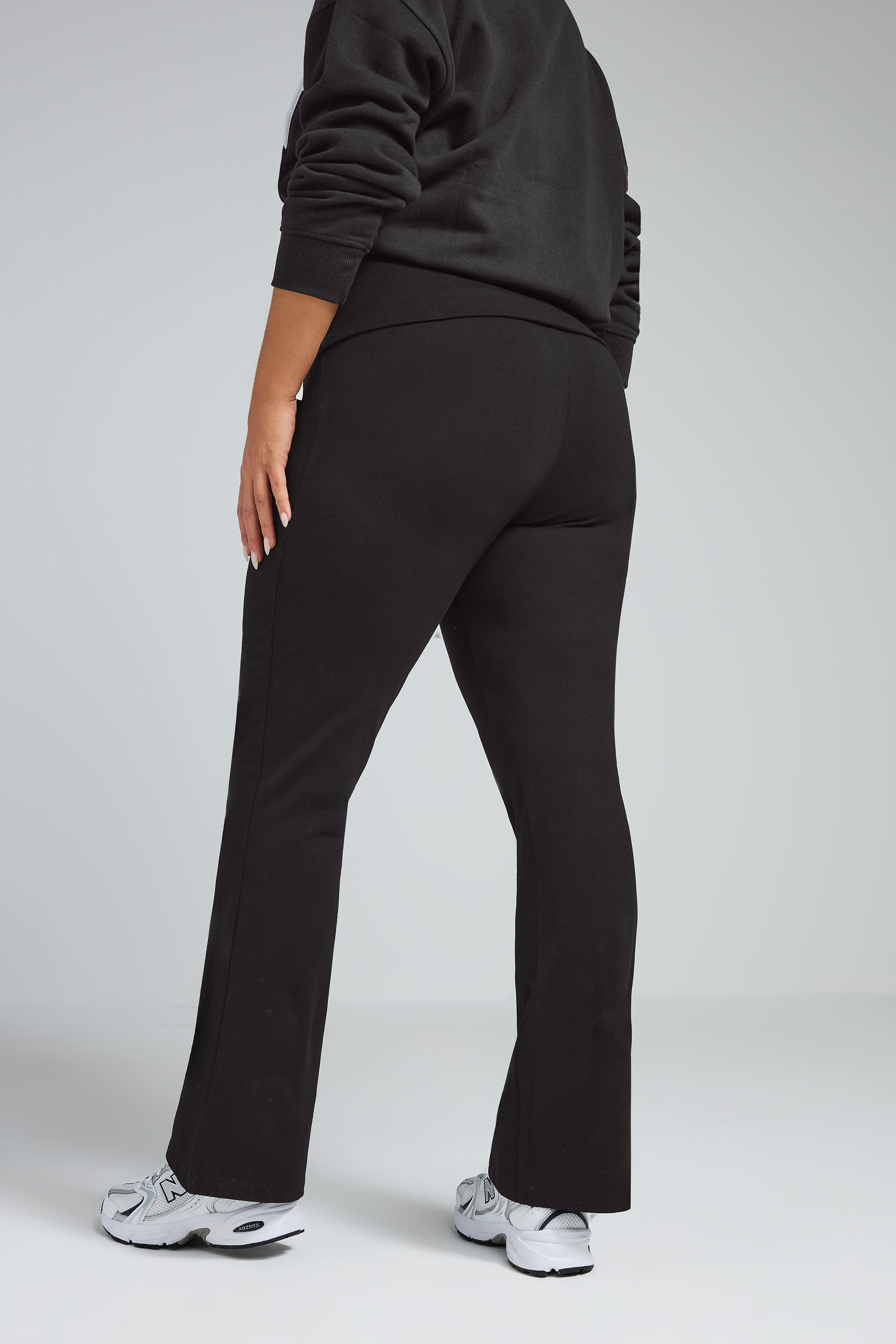 LIMITED COLLECTION Plus Size Black Fold Over Kick Flare Leggings | Yours Clothing 2