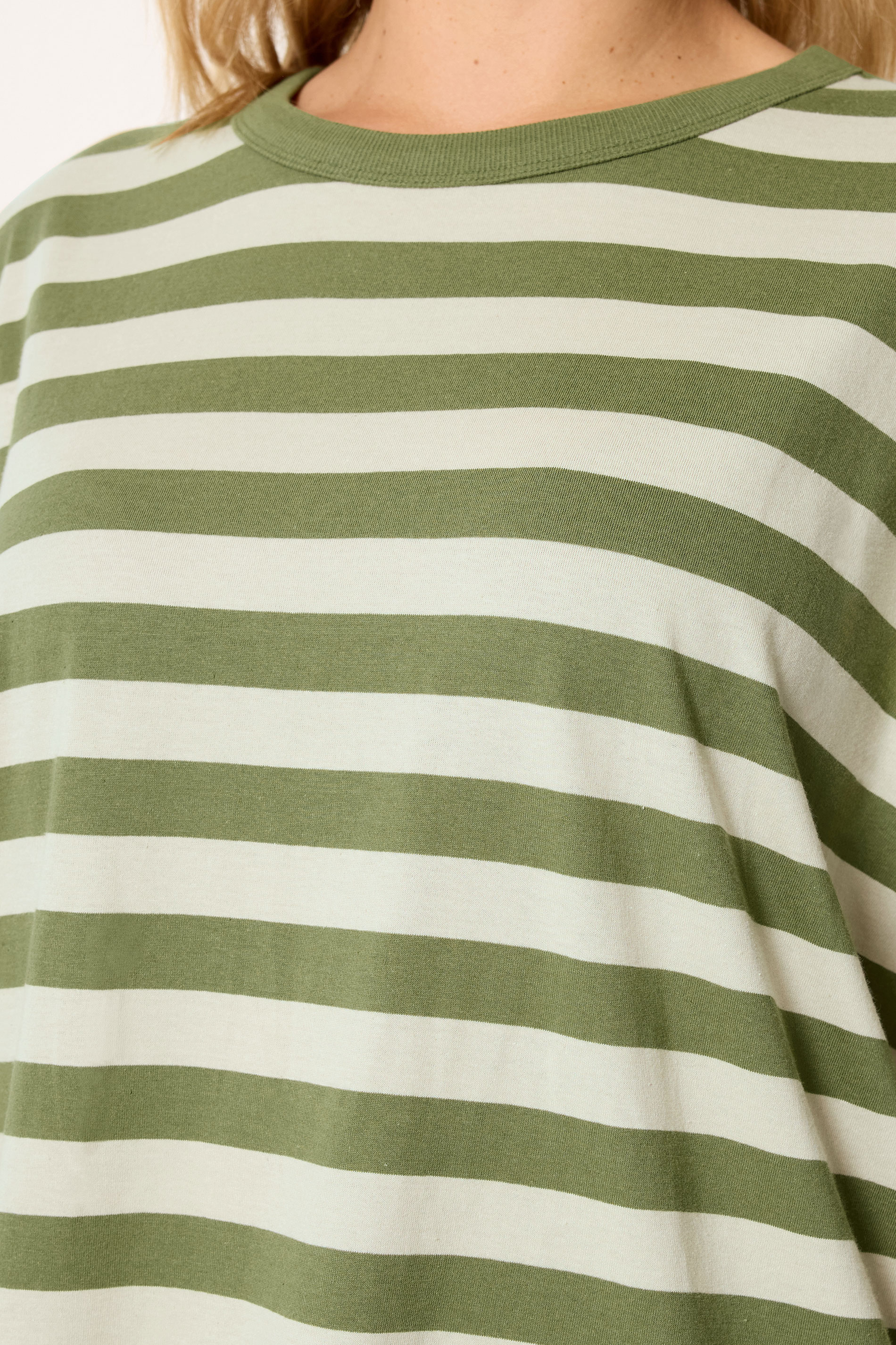 YOURS Plus Size Khaki Green & Cream Boxy T-Shirt | Yours Clothing 4