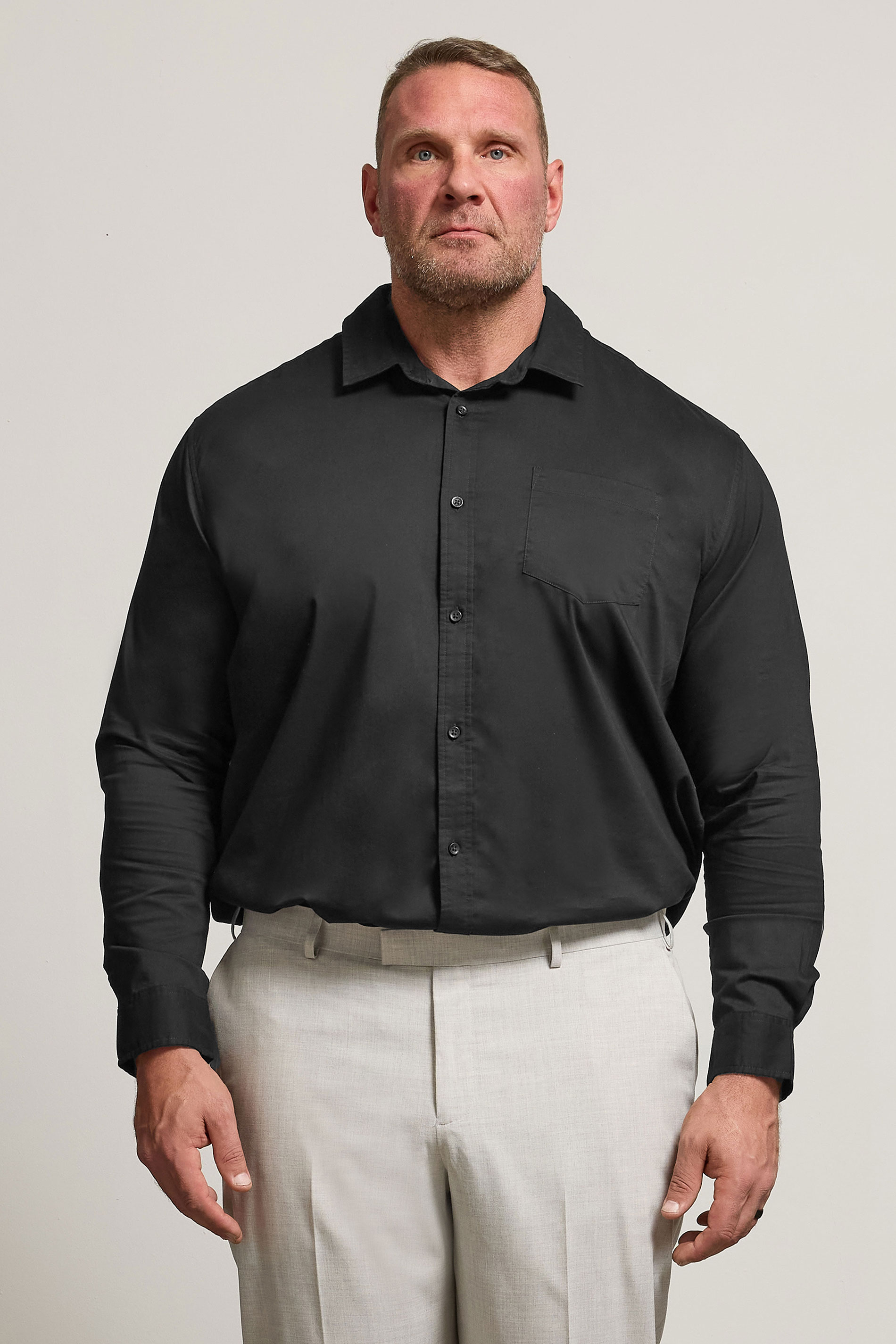 BadRhino Big & Tall Black Stretch Long Sleeve Shirt | BadRhino 1
