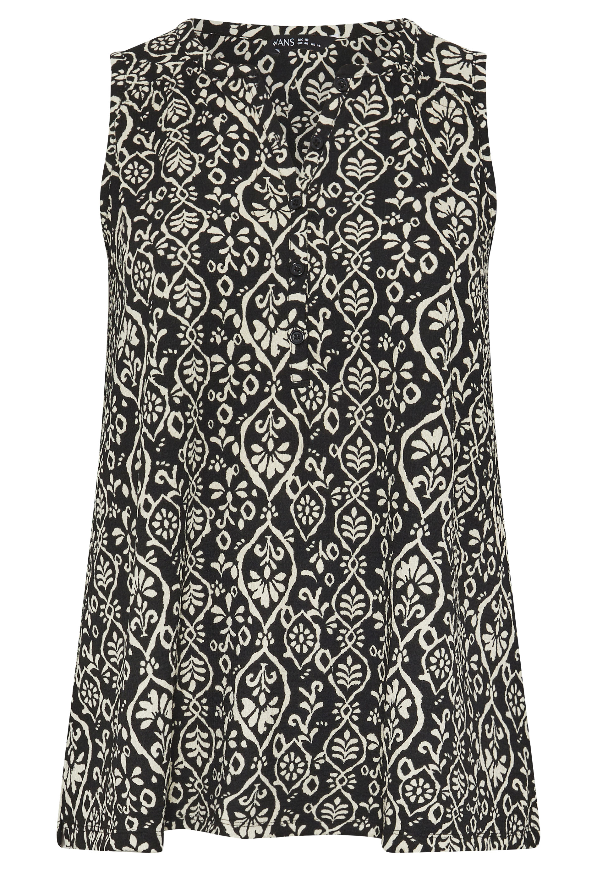 EVANS Plus Size Black Ikat Print Sleeveless Stretch Top | Evans 5