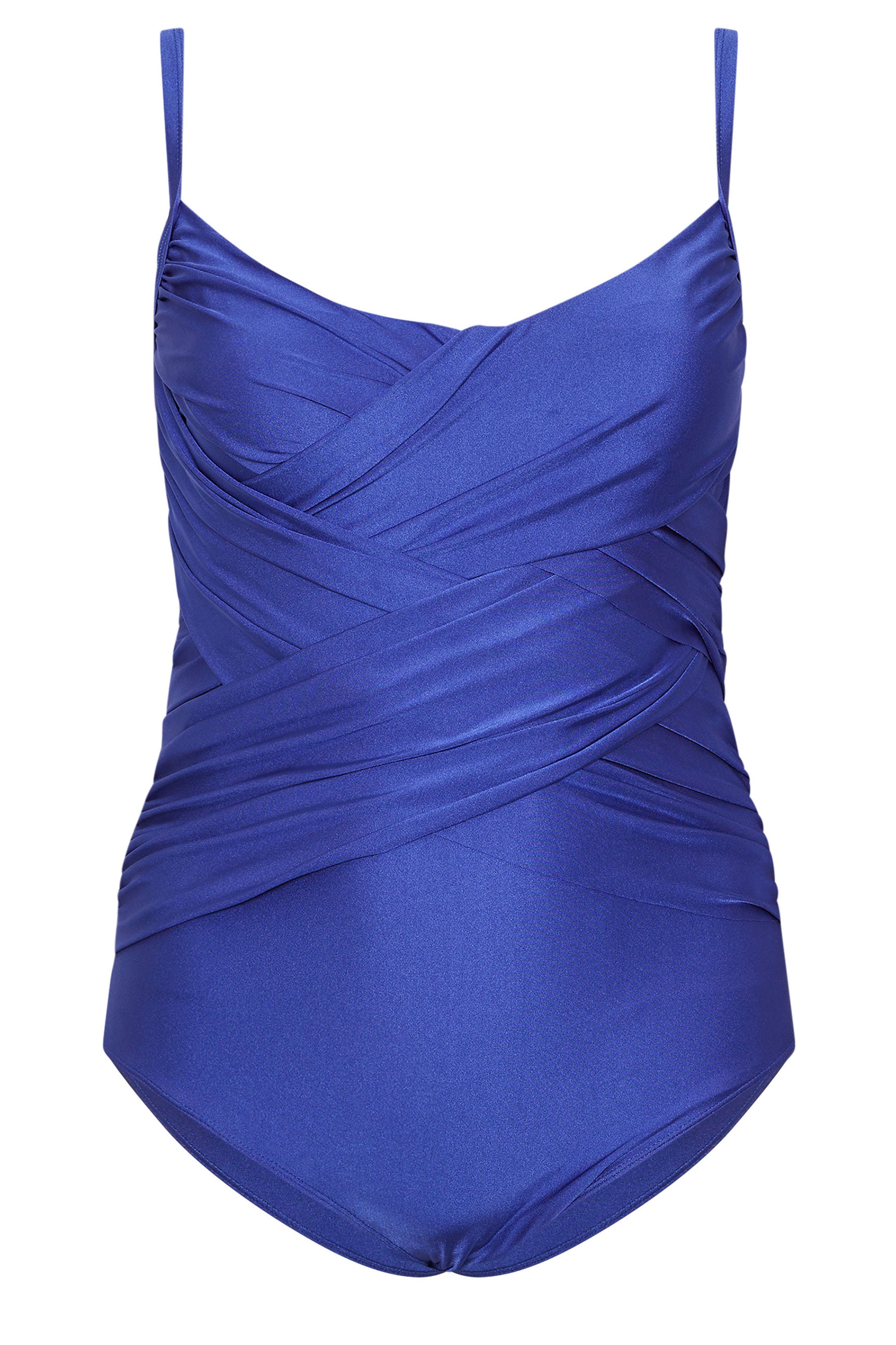 YOURS Plus Size Blue Super Sculpt Crossover Swimsuit | Yours Clothing 5