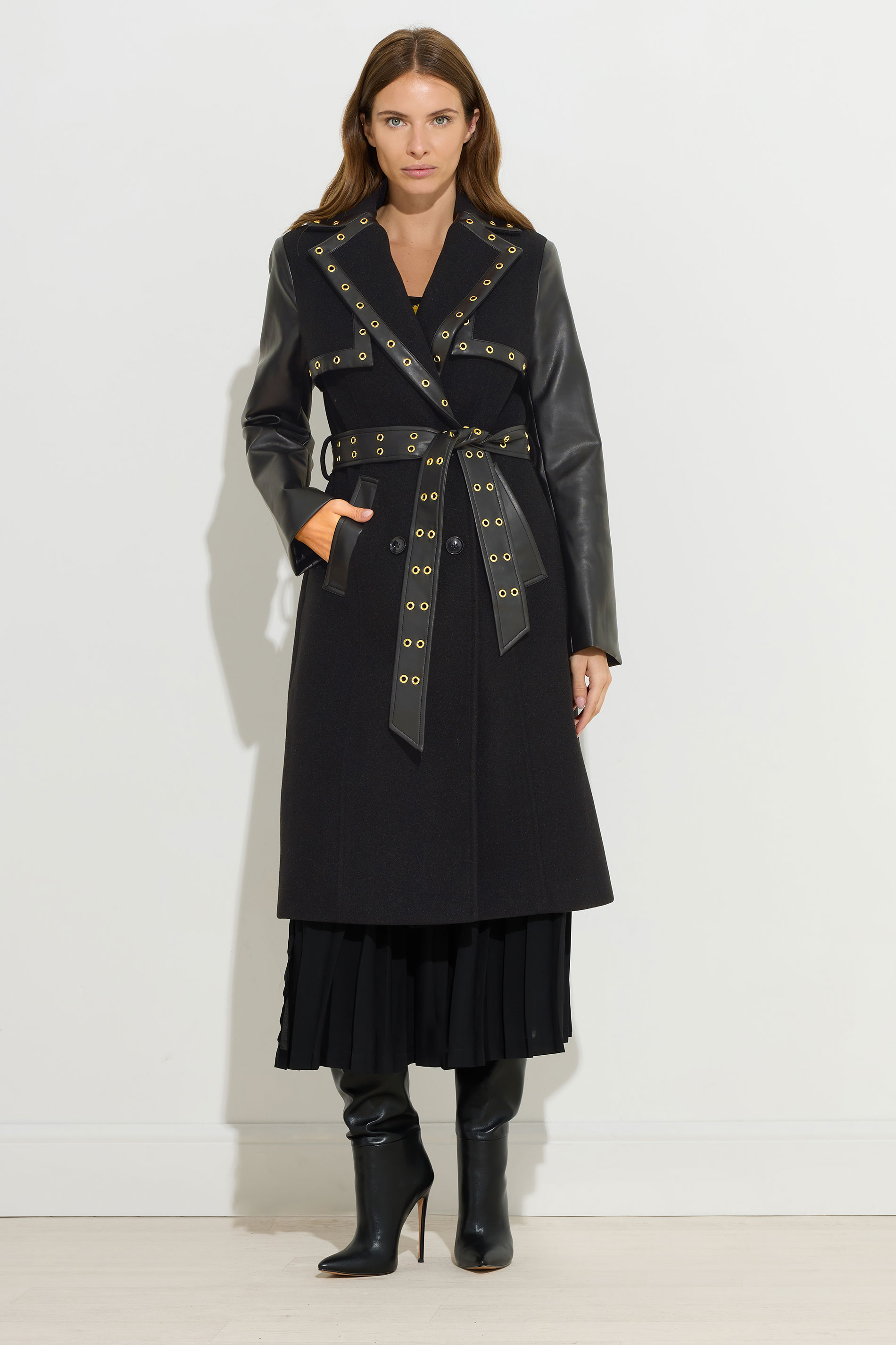 STAR Black Faux Leather Trim Coat | StarByJM 1