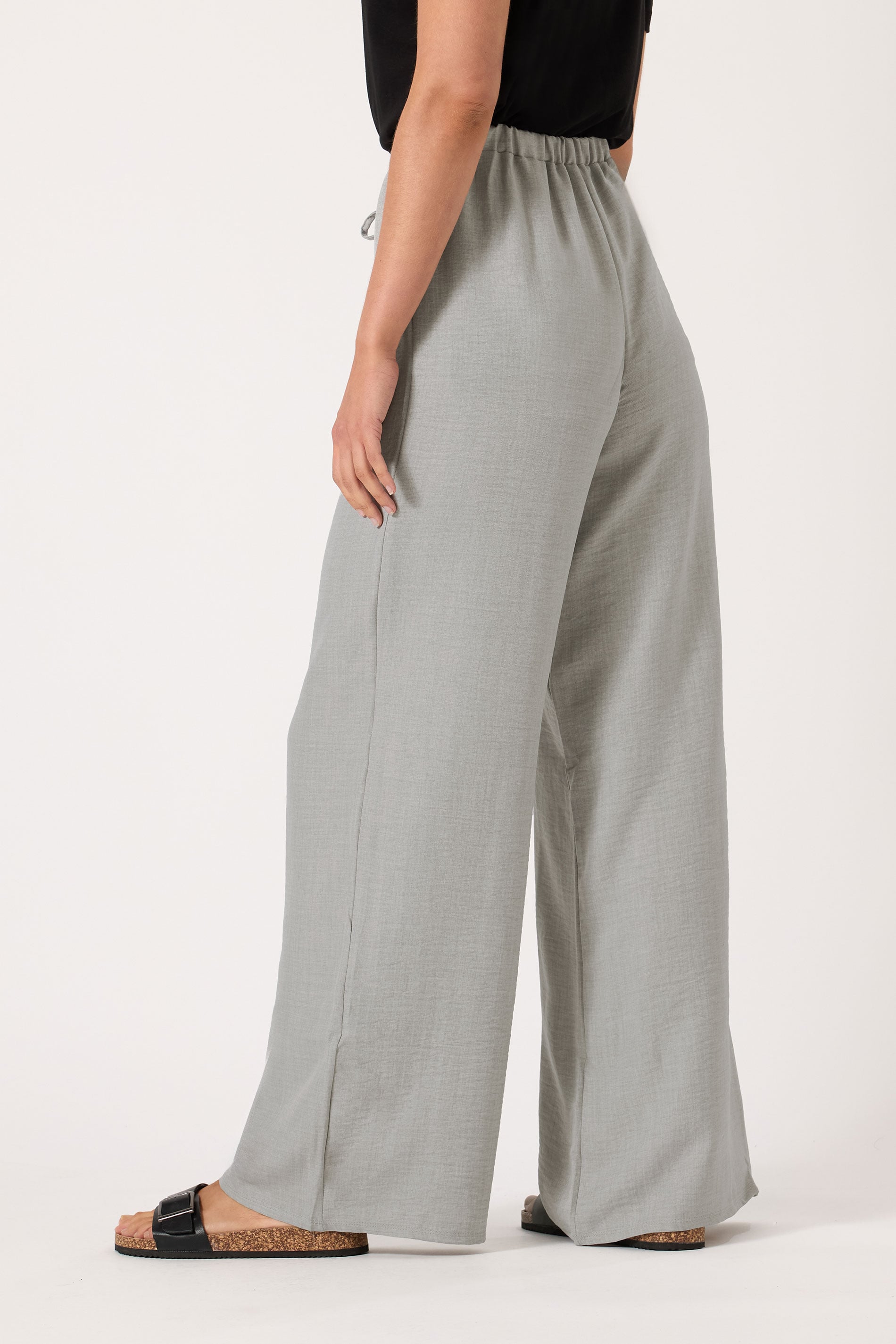 LTS Tall Women's Light Grey Textured Wide Leg Trousers | Long Tall Sally 2