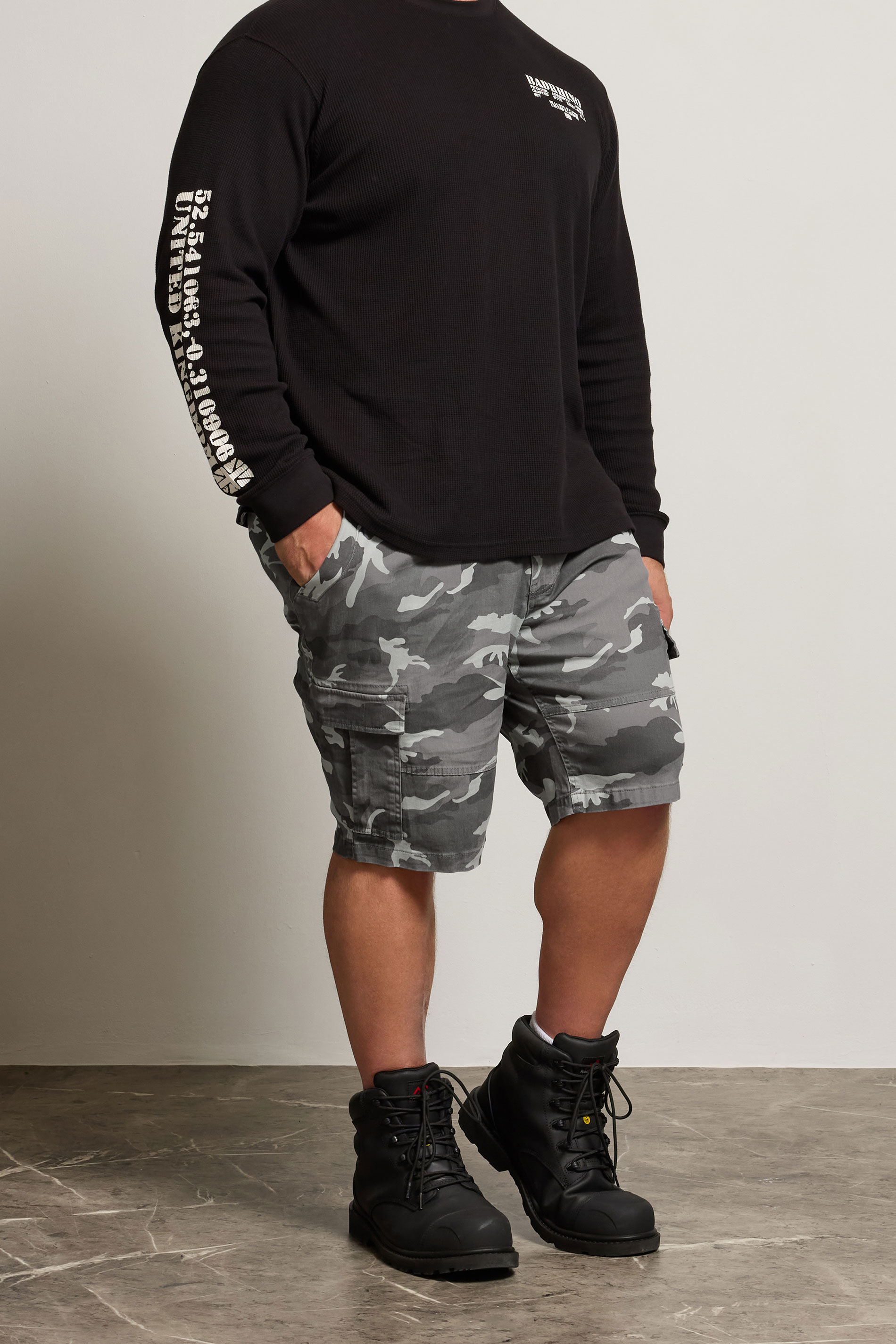 BadRhino Big & Tall Grey Camo Cargo Shorts | BadRhino 3