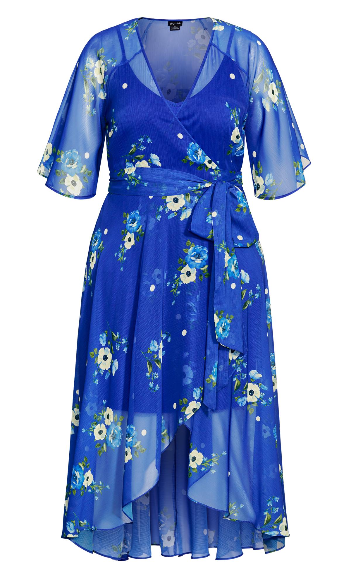Blue Floral Wrap Maxi Dress 3
