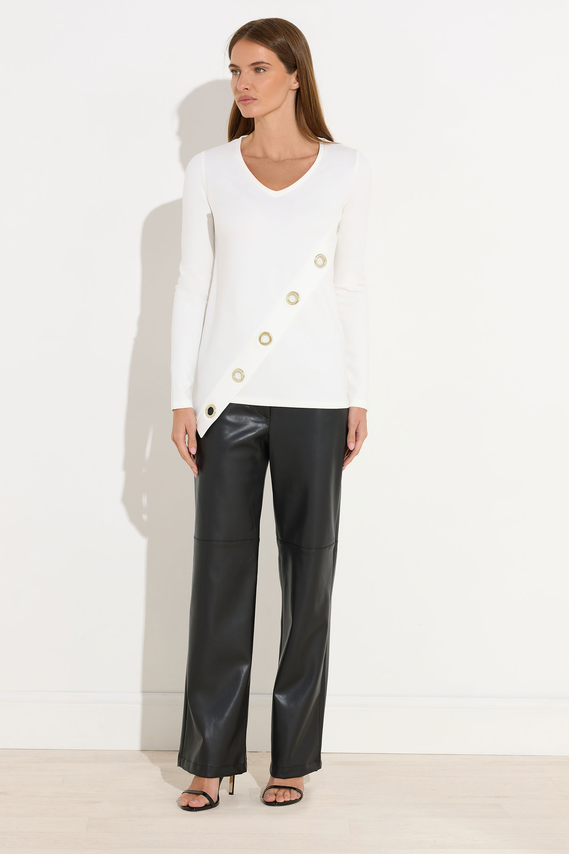 STAR Ivory White Asymmetric Eyelet Detail Top | StarByJM 1